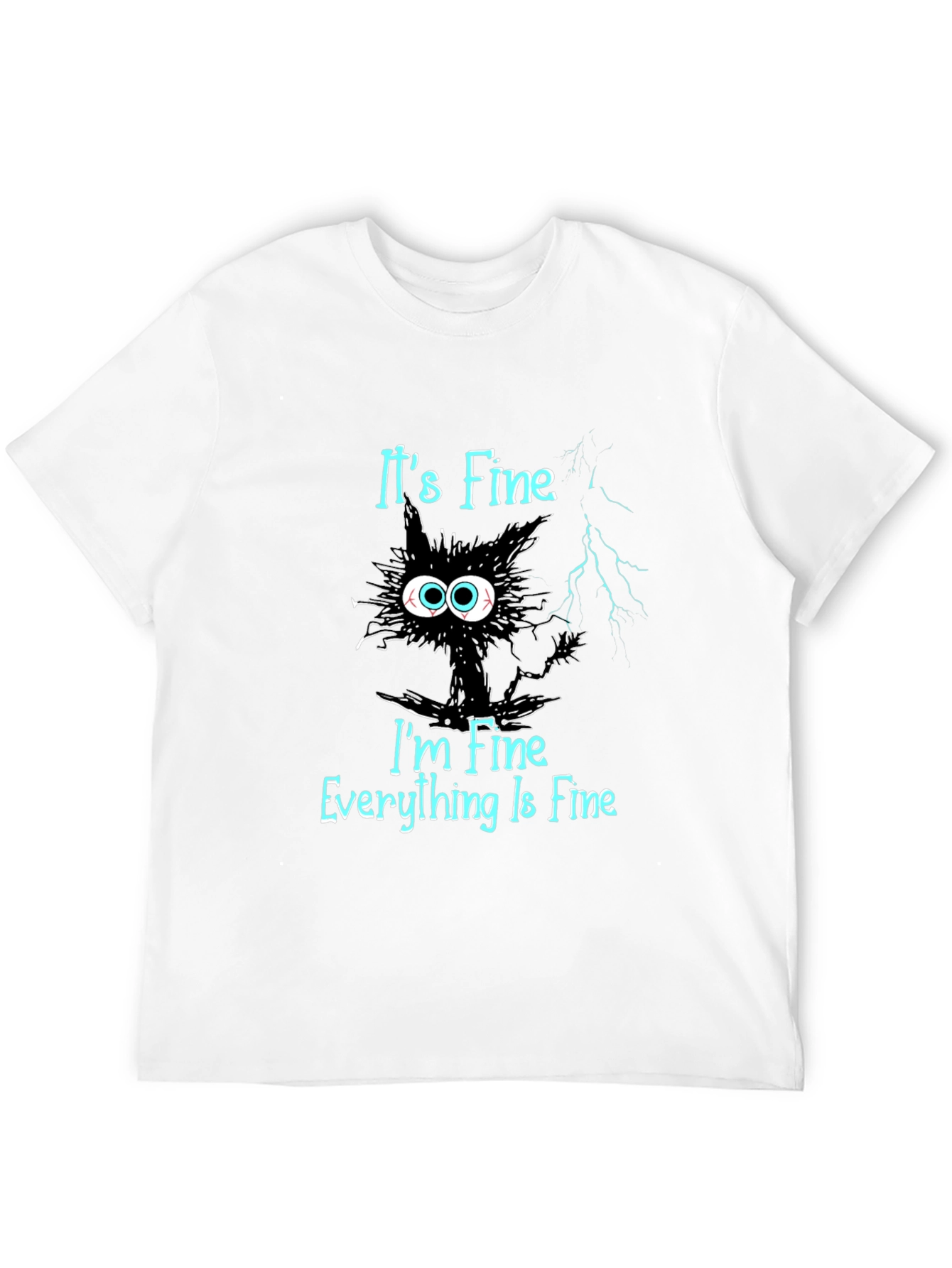 Its Fine Cat T-Shirt - Mens Black Graphic Tee