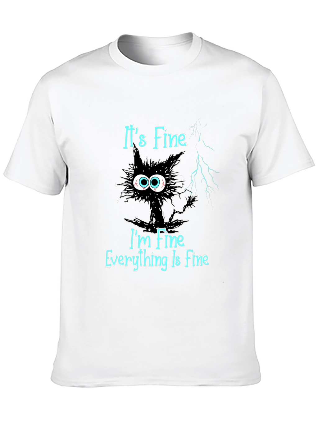Its Fine Cat T-Shirt - Mens Black Graphic Tee