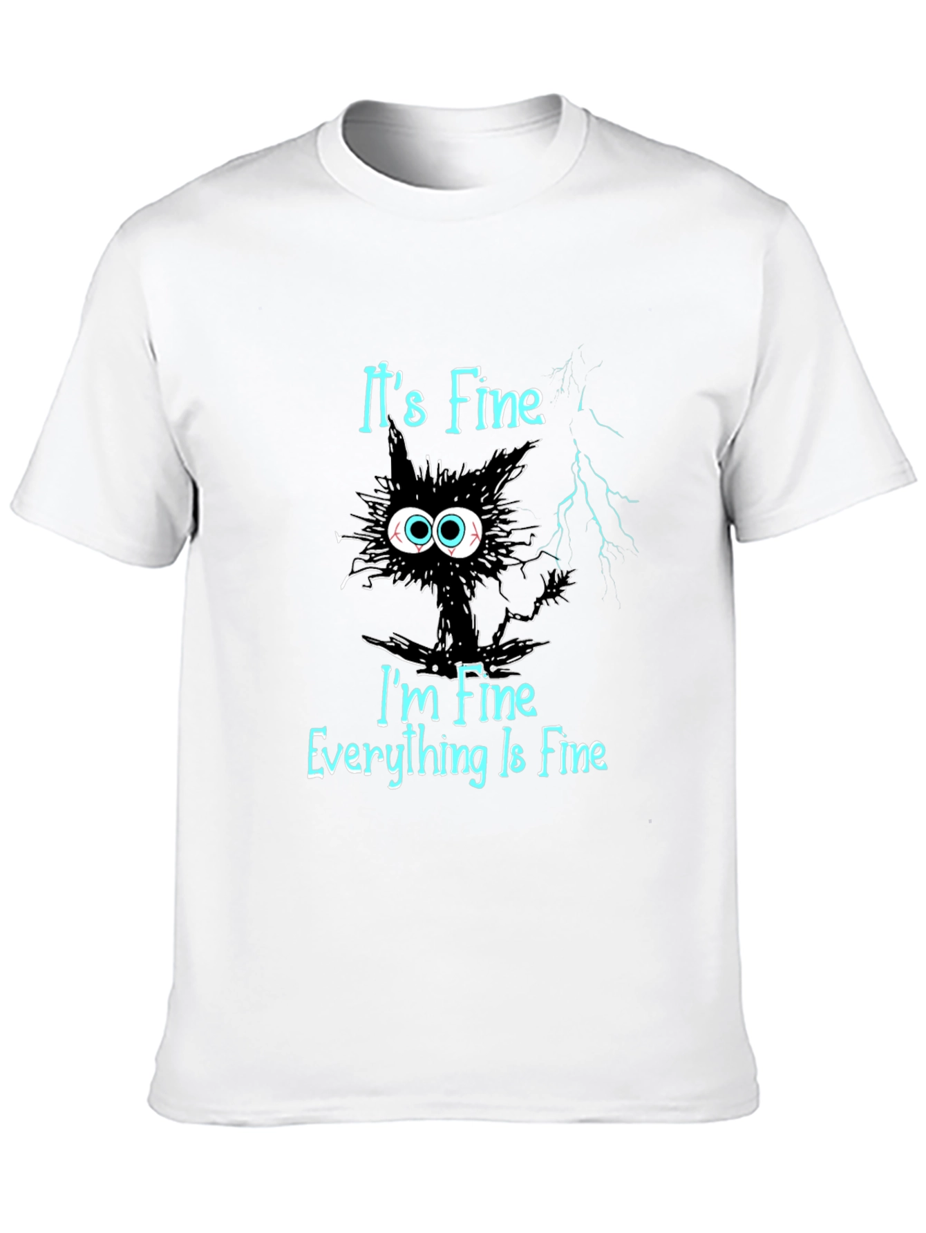 Its Fine Cat T-Shirt - Mens Black Graphic Tee
