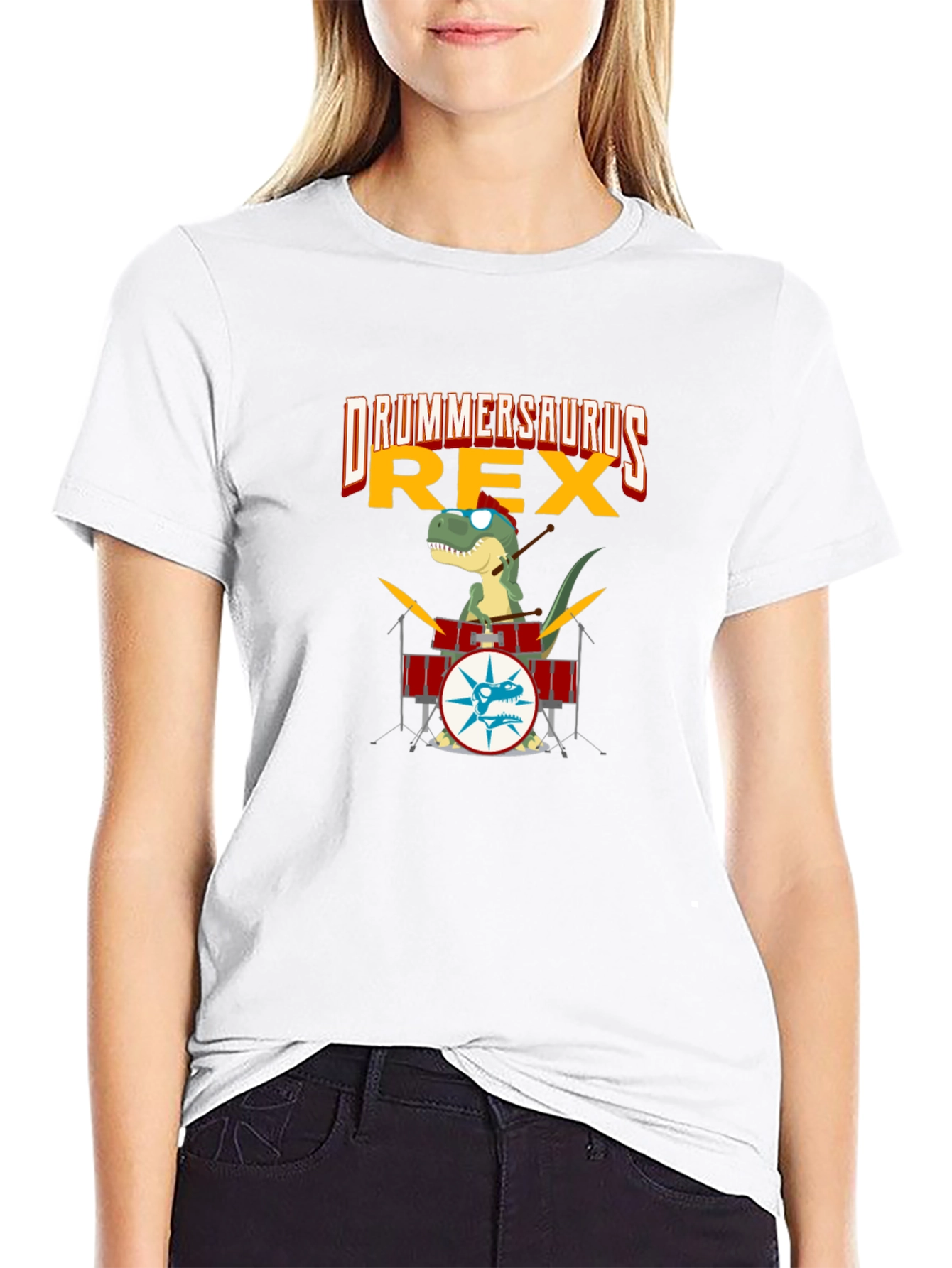 Drummersaurus Rex T-Shirt - Music & Dinosaur Lover Tee