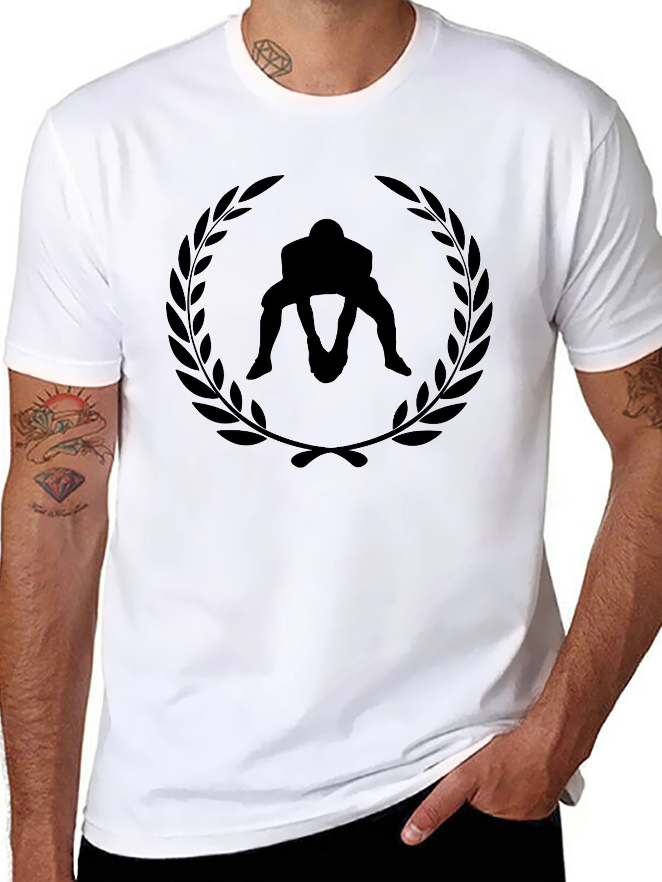 Wrestling Silhouette Black T-Shirt