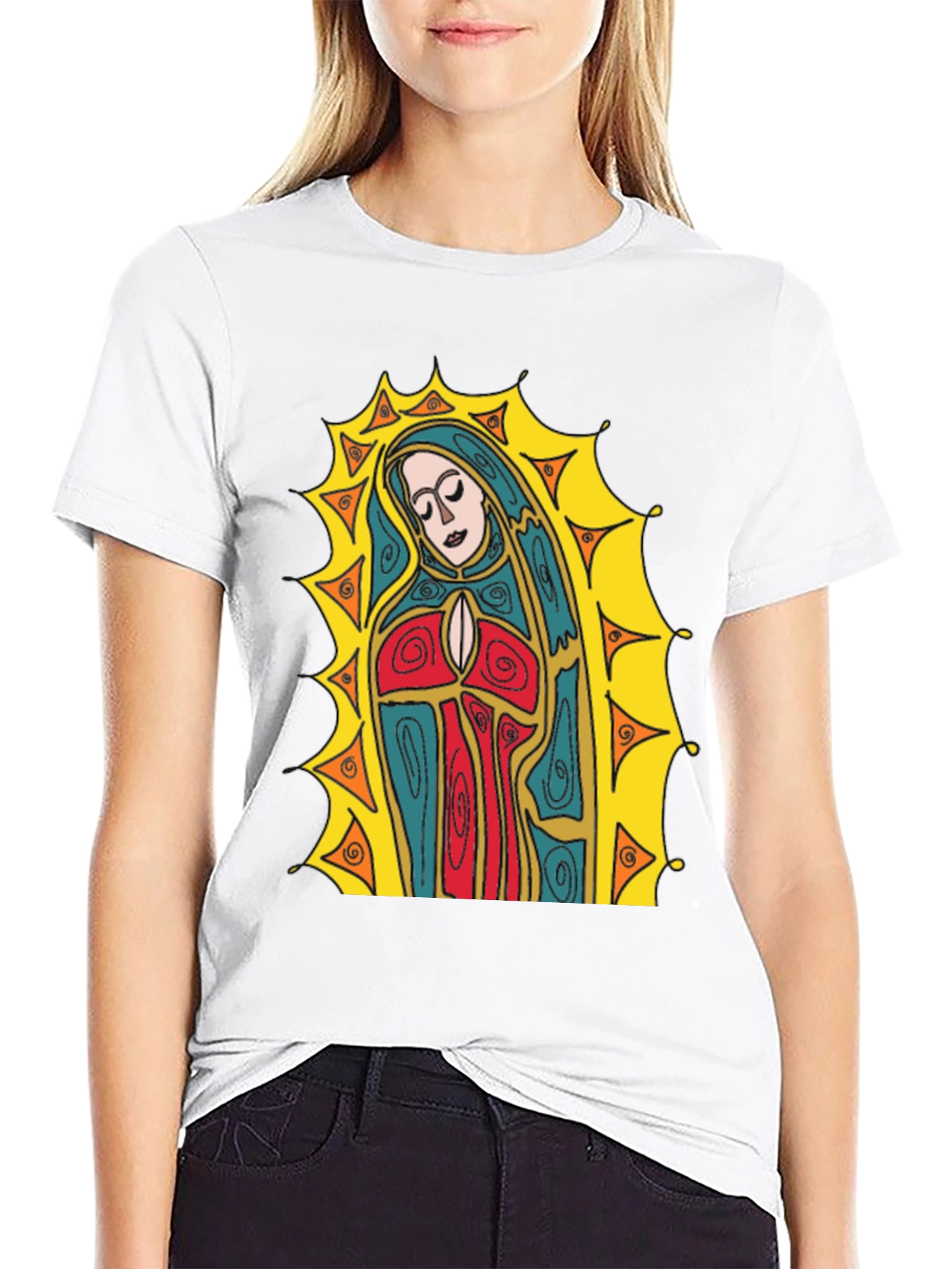 Virgin Mary Graphic T-Shirt - Religious Art Tee