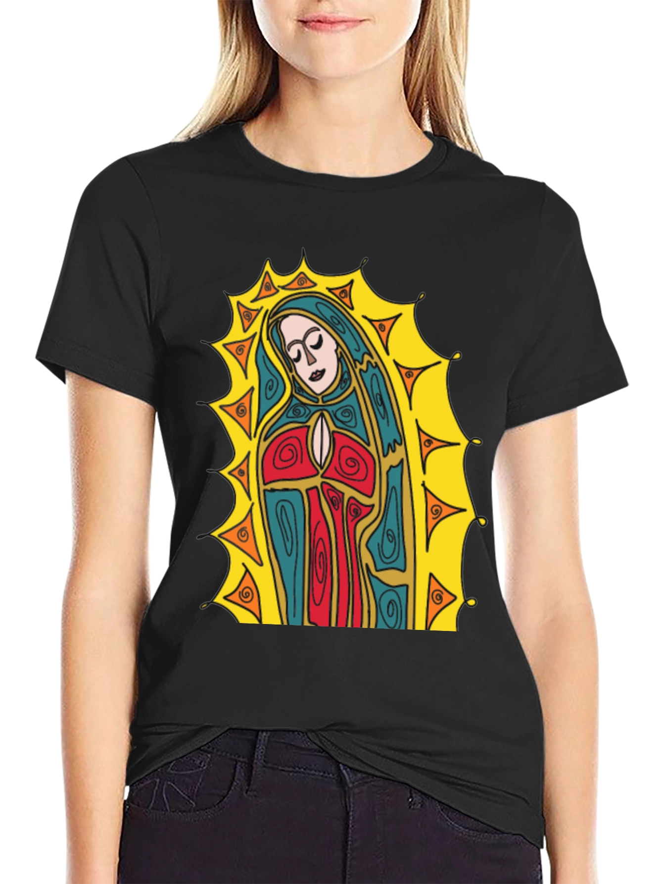 Virgin Mary Graphic T-Shirt - Religious Art Tee