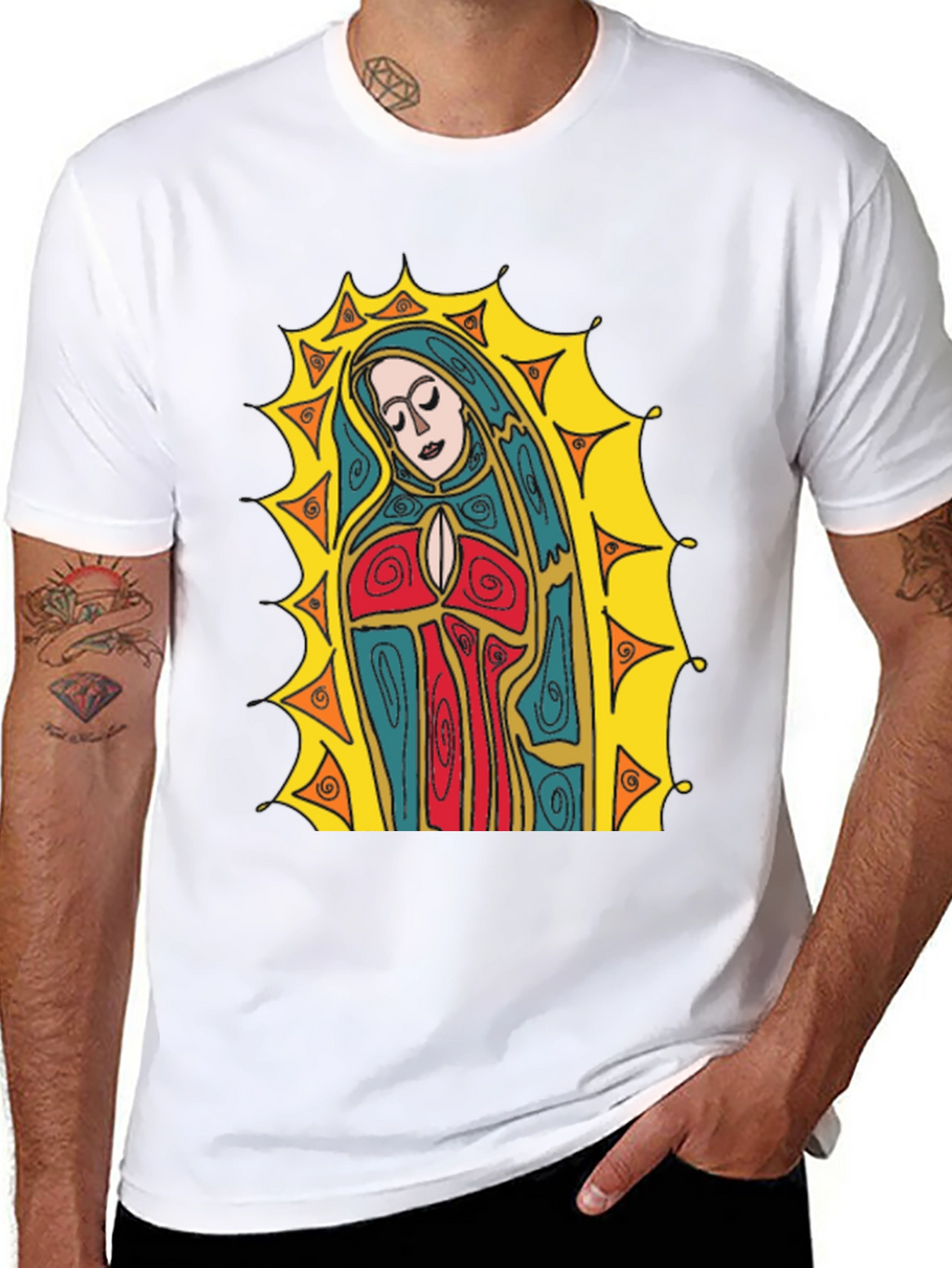 Virgin Mary Graphic T-Shirt - Religious Art Tee