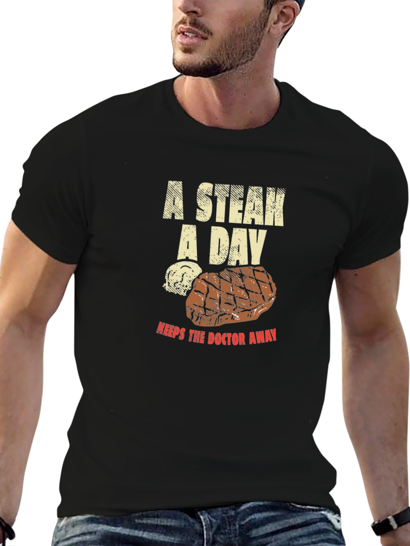 Funny Steak Lover T-Shirt - A Steak A Day Graphic Tee