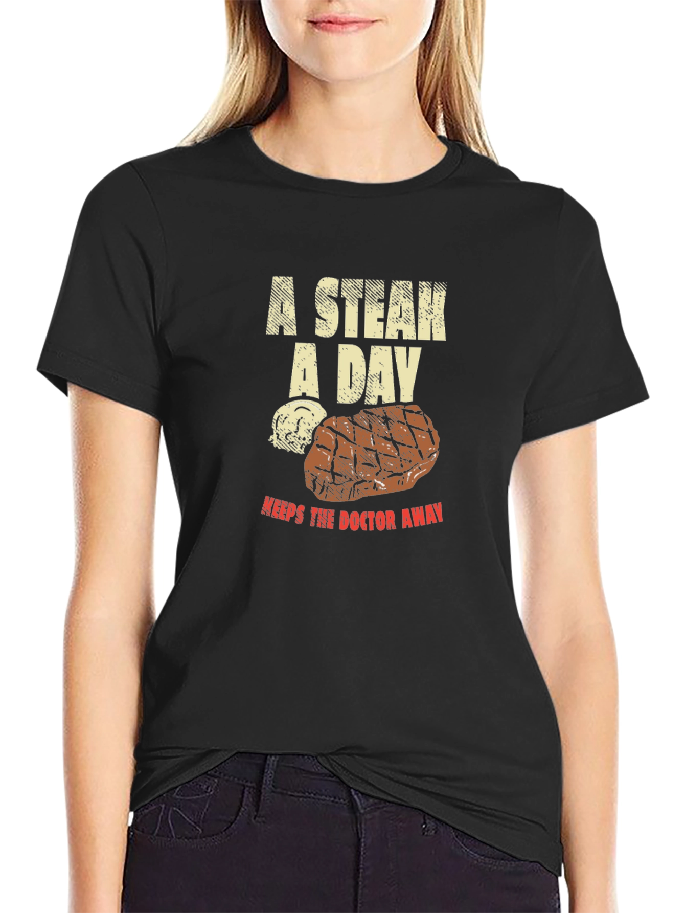 Funny Steak Lover T-Shirt - A Steak A Day Graphic Tee