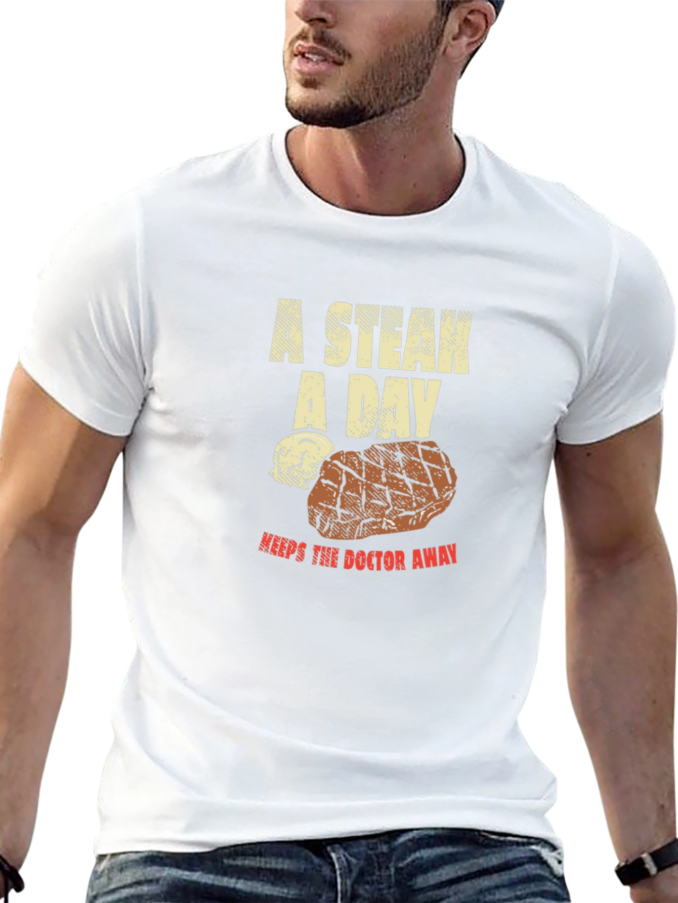 Funny Steak Lover T-Shirt - A Steak A Day Graphic Tee