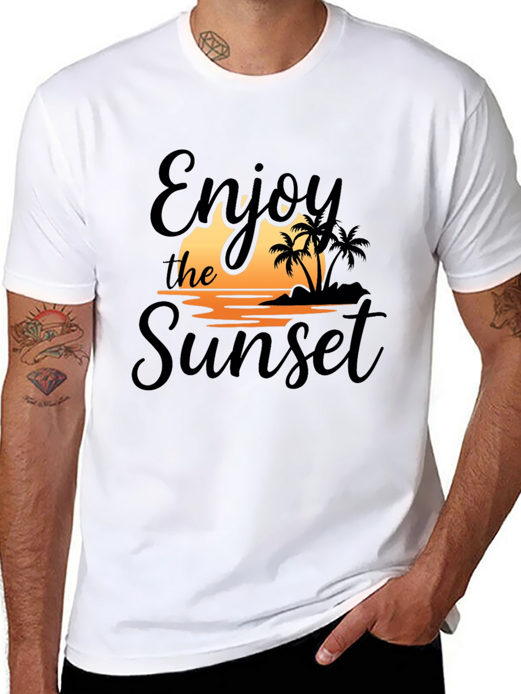 Enjoy the Sunset Black Graphic T-Shirt