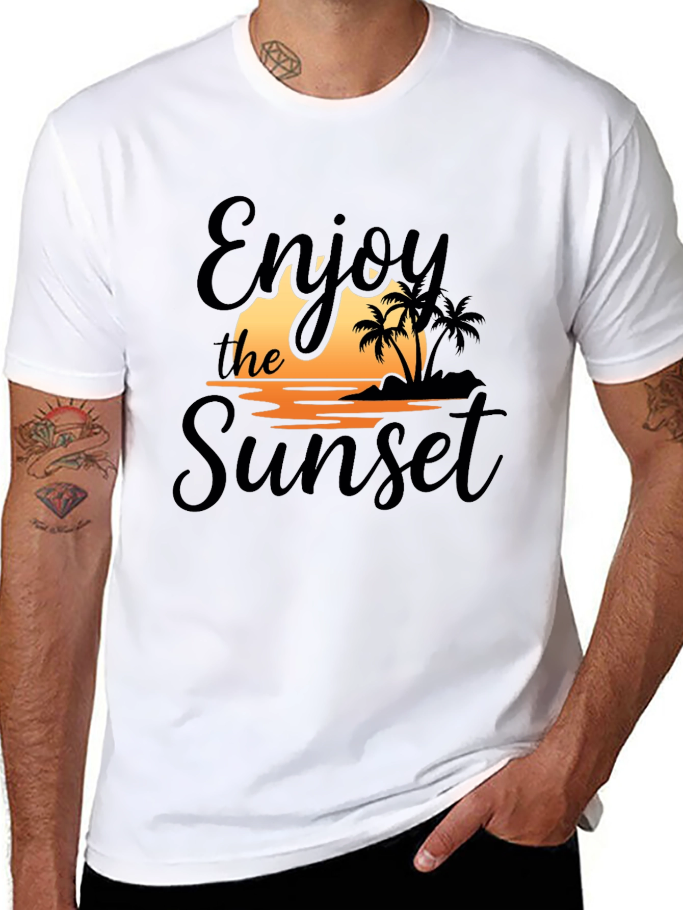 Enjoy the Sunset Black Graphic T-Shirt