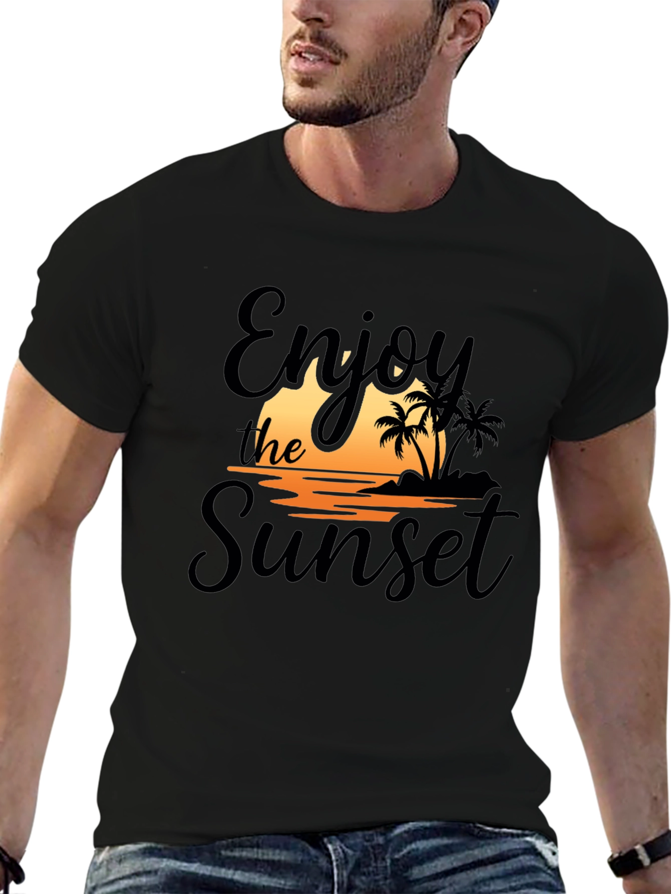 Enjoy the Sunset Black Graphic T-Shirt