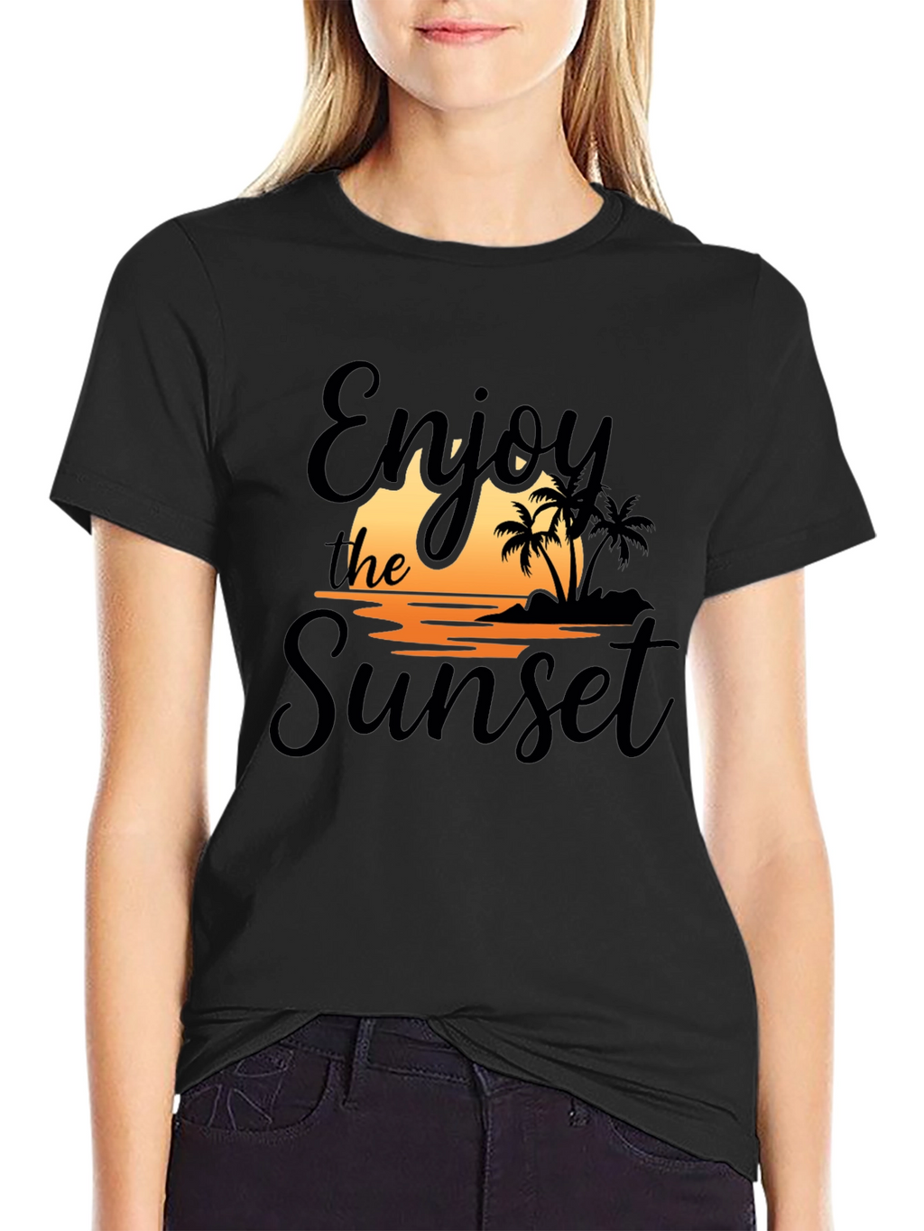 Enjoy the Sunset Black Graphic T-Shirt
