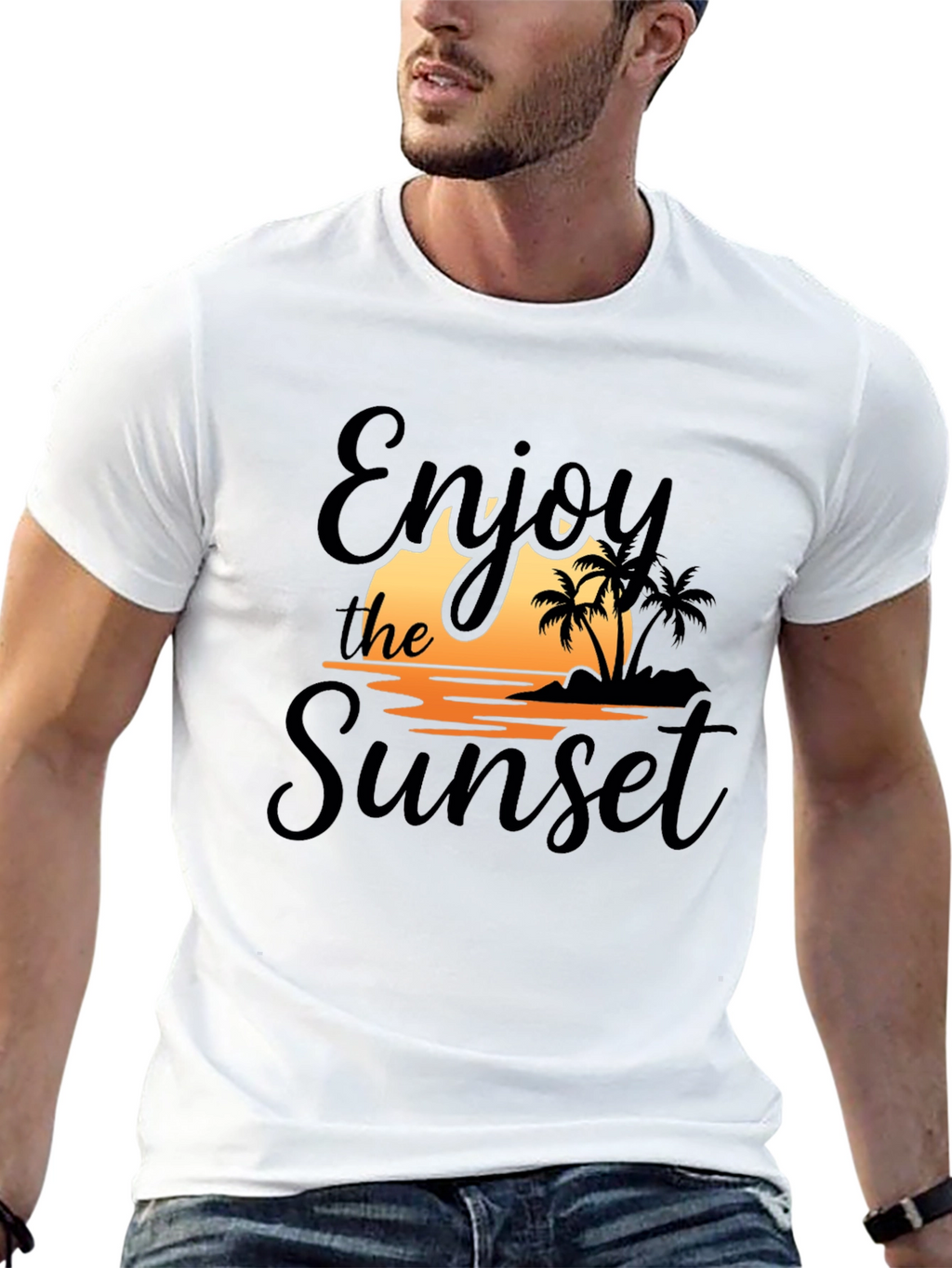 Enjoy the Sunset Black Graphic T-Shirt