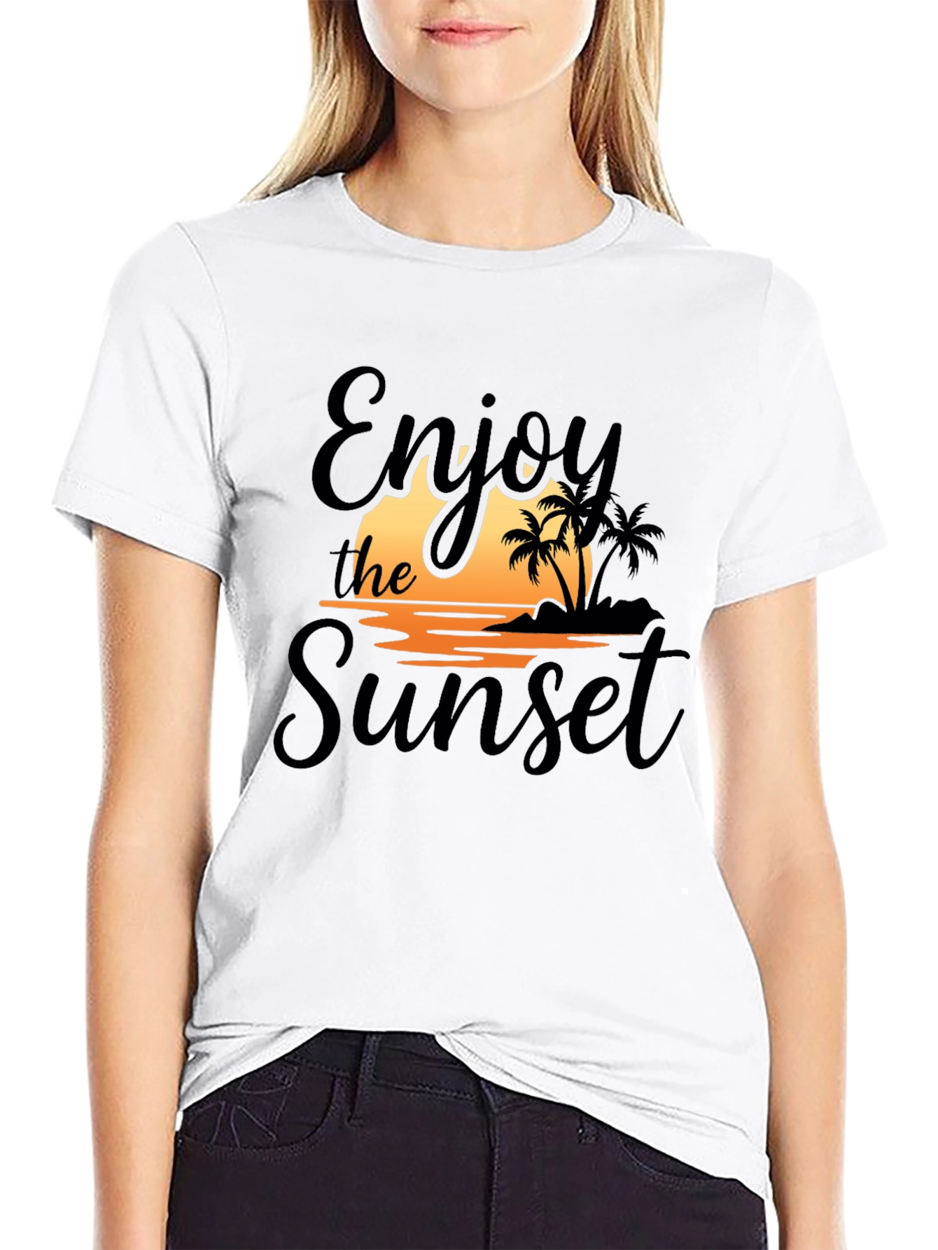 Enjoy the Sunset Black Graphic T-Shirt
