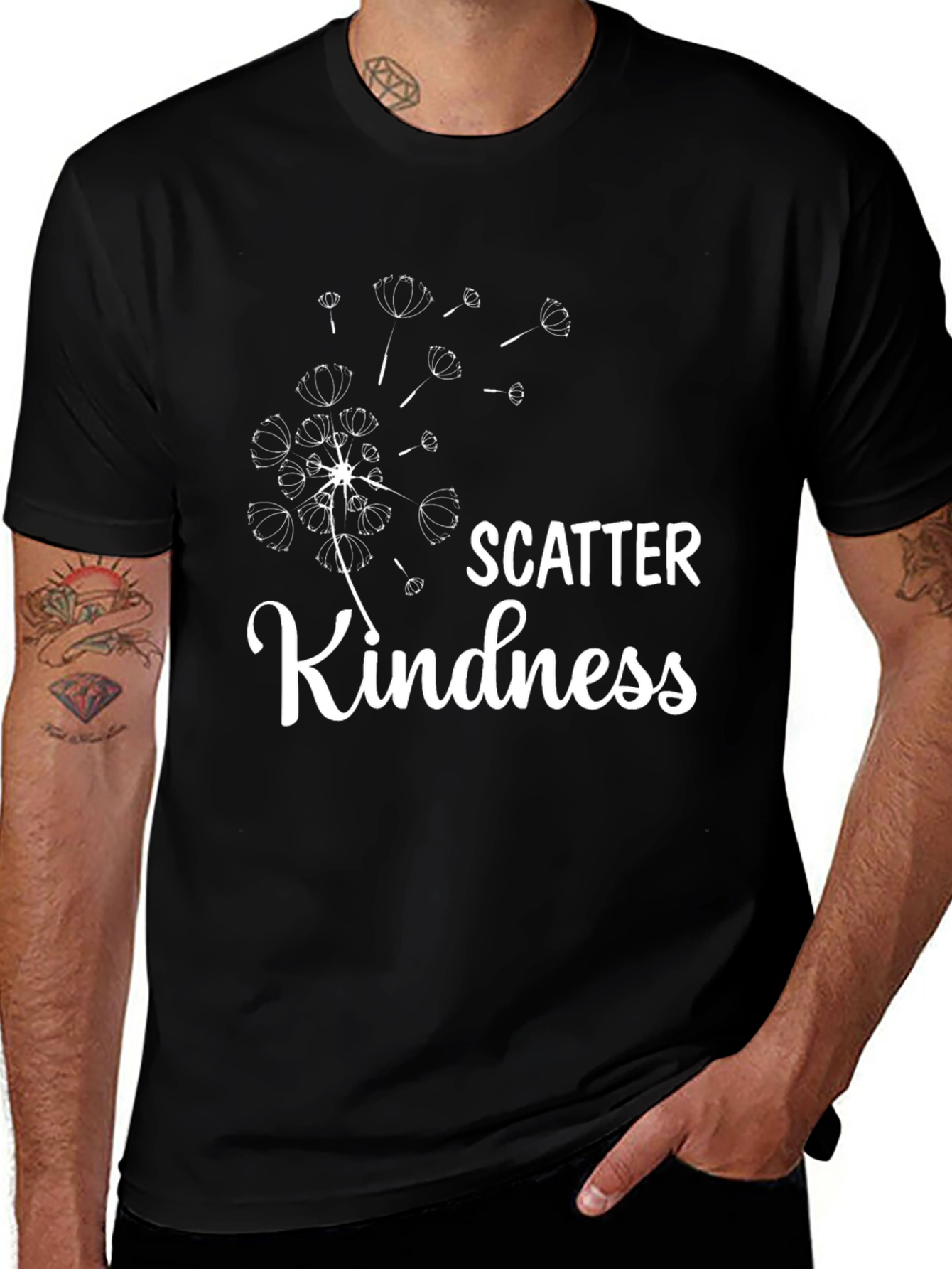 Scatter Kindness Graphic Tee - Black Casual T-Shirt