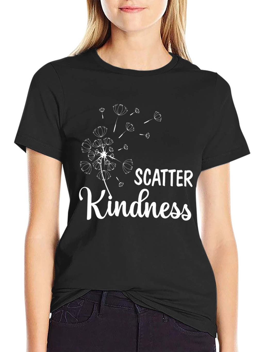 Scatter Kindness Graphic Tee - Black Casual T-Shirt