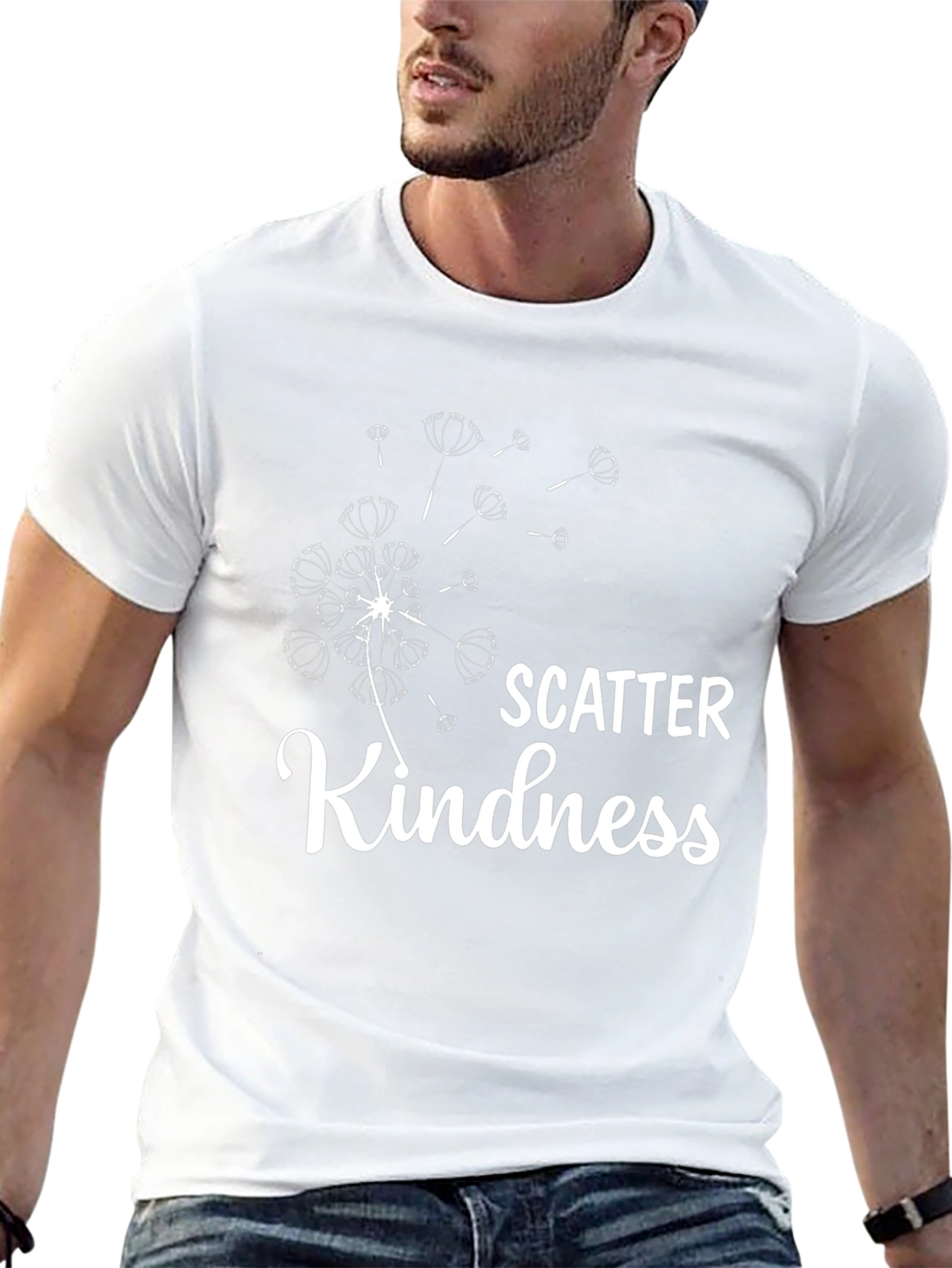 Scatter Kindness Graphic Tee - Black Casual T-Shirt