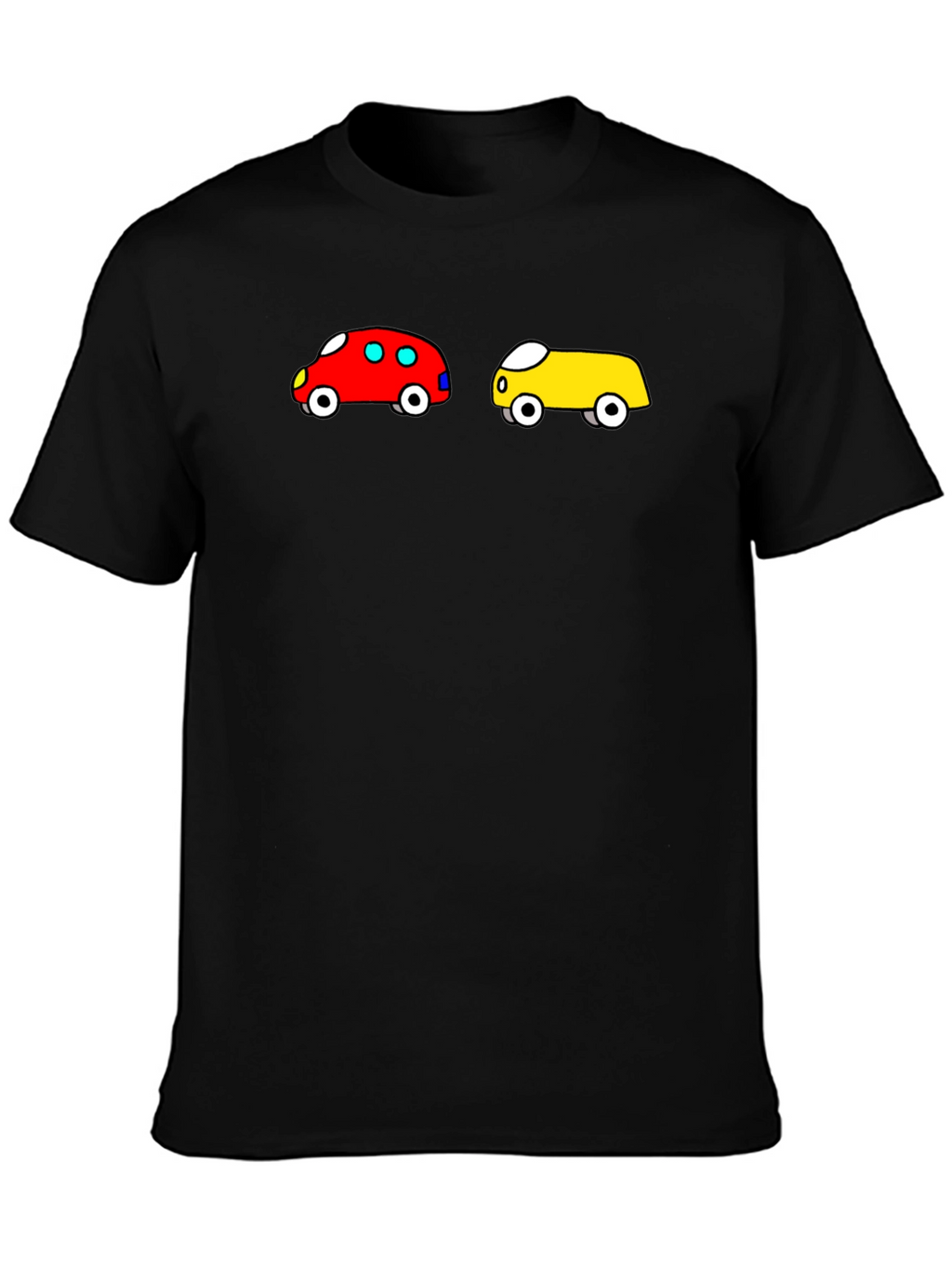 Cartoon Car Graphic Tee - Fun Black T-Shirt