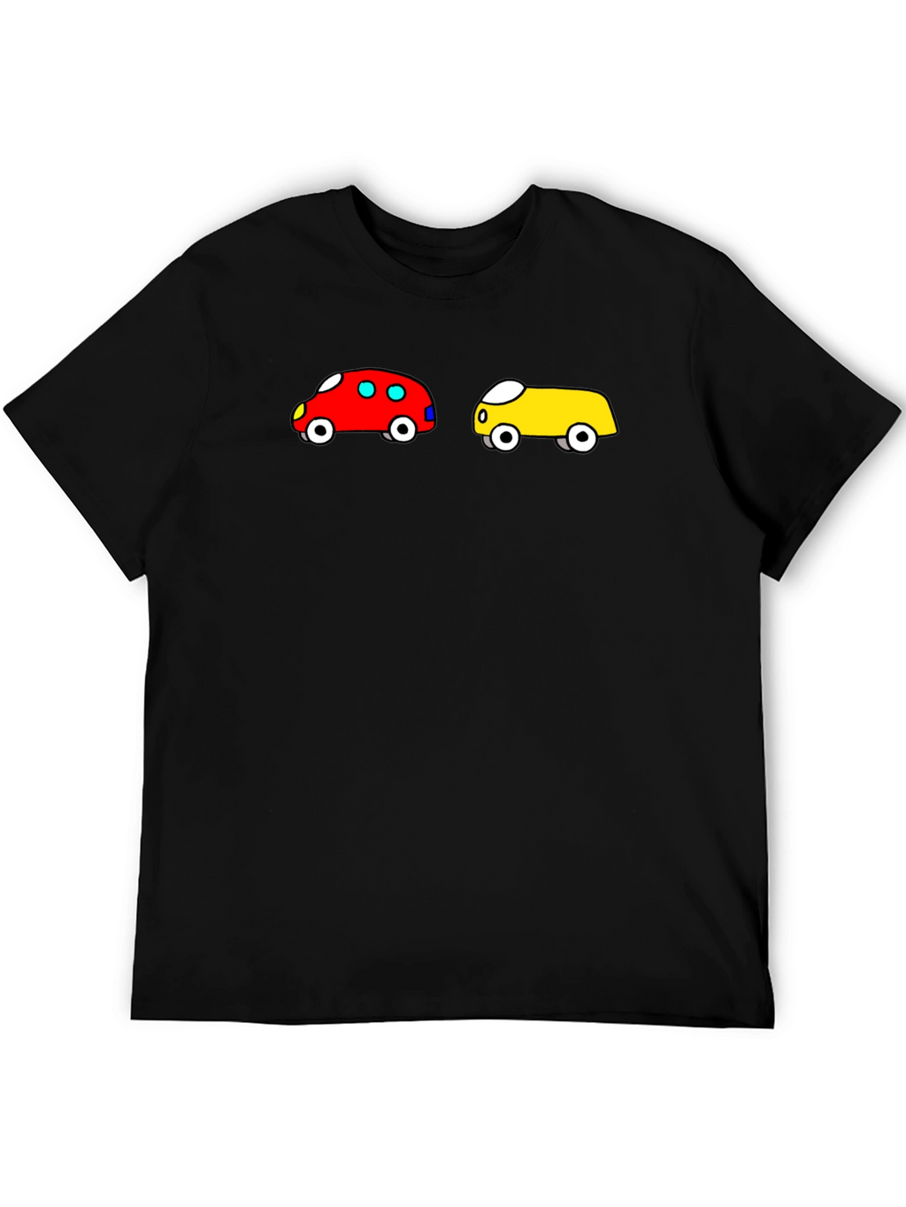 Cartoon Car Graphic Tee - Fun Black T-Shirt