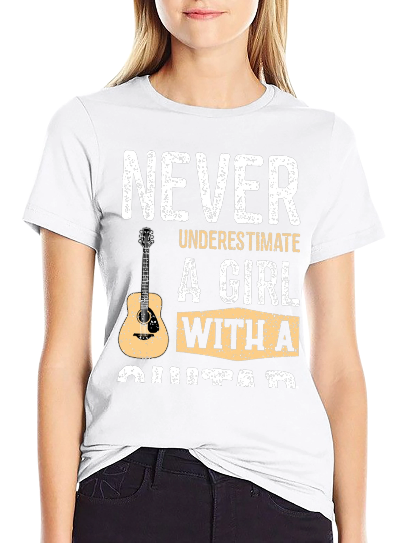 Never Underestimate Girl With A Guitar T-Shirt