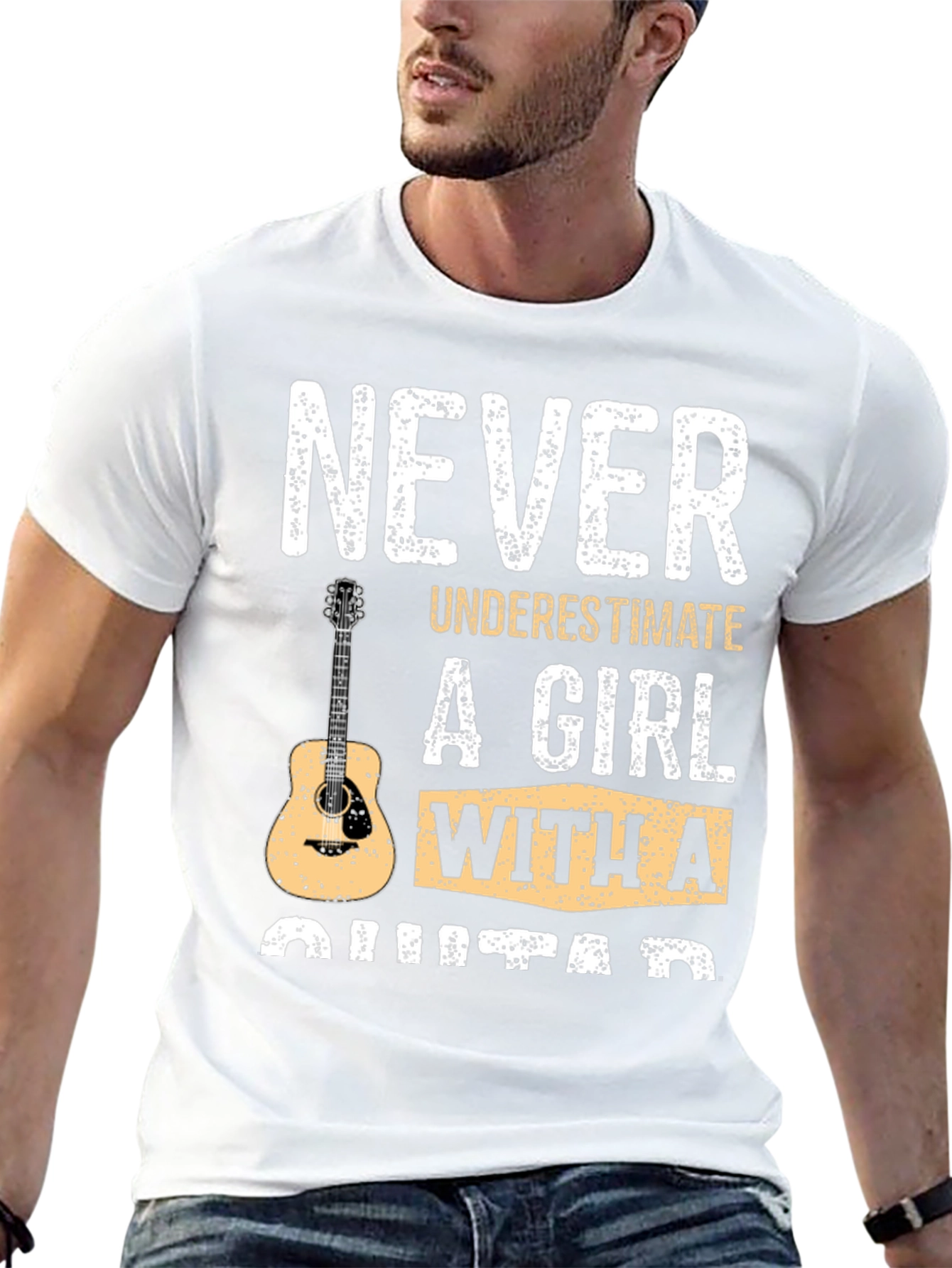 Never Underestimate Girl With A Guitar T-Shirt