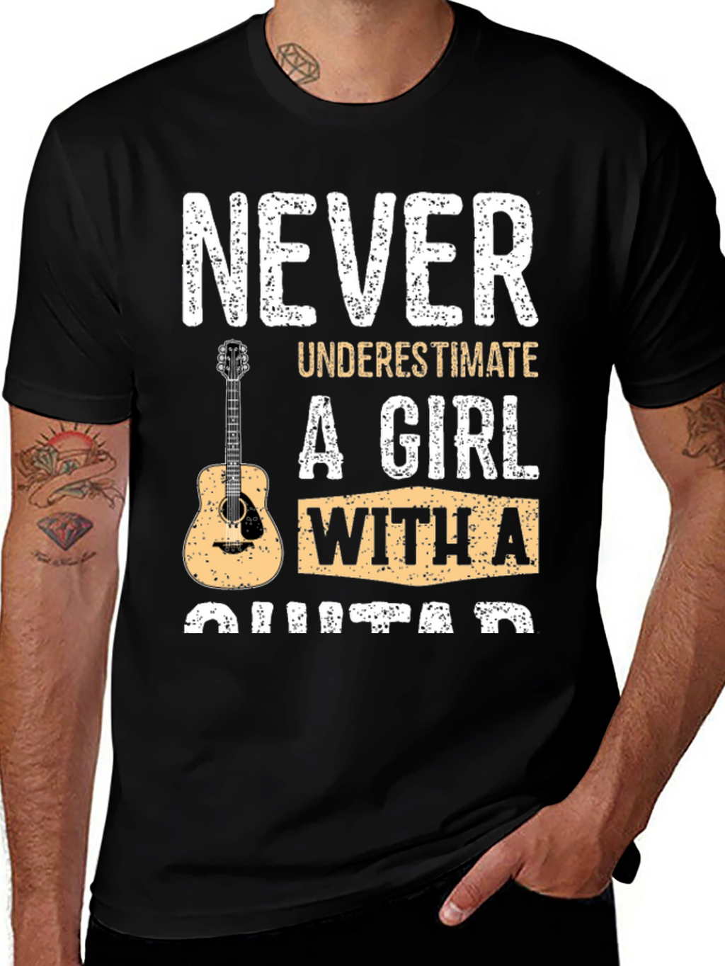 Never Underestimate Girl With A Guitar T-Shirt