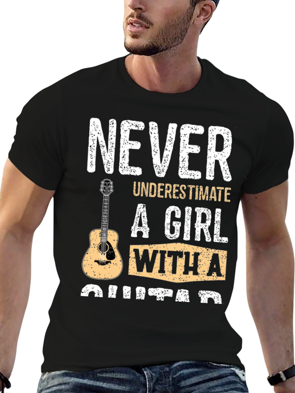 Never Underestimate Girl With A Guitar T-Shirt