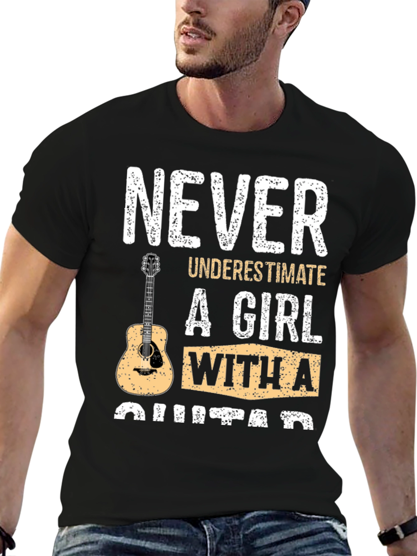 Never Underestimate Girl With A Guitar T-Shirt