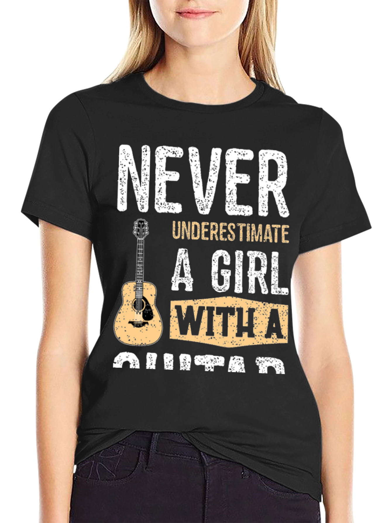 Never Underestimate Girl With A Guitar T-Shirt