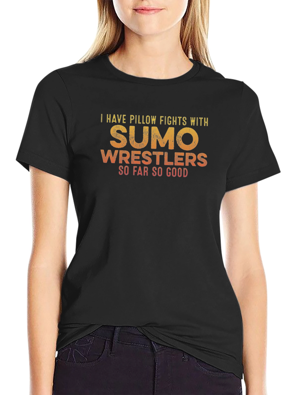 Sumo Wrestler Pillow Fight Graphic Tee