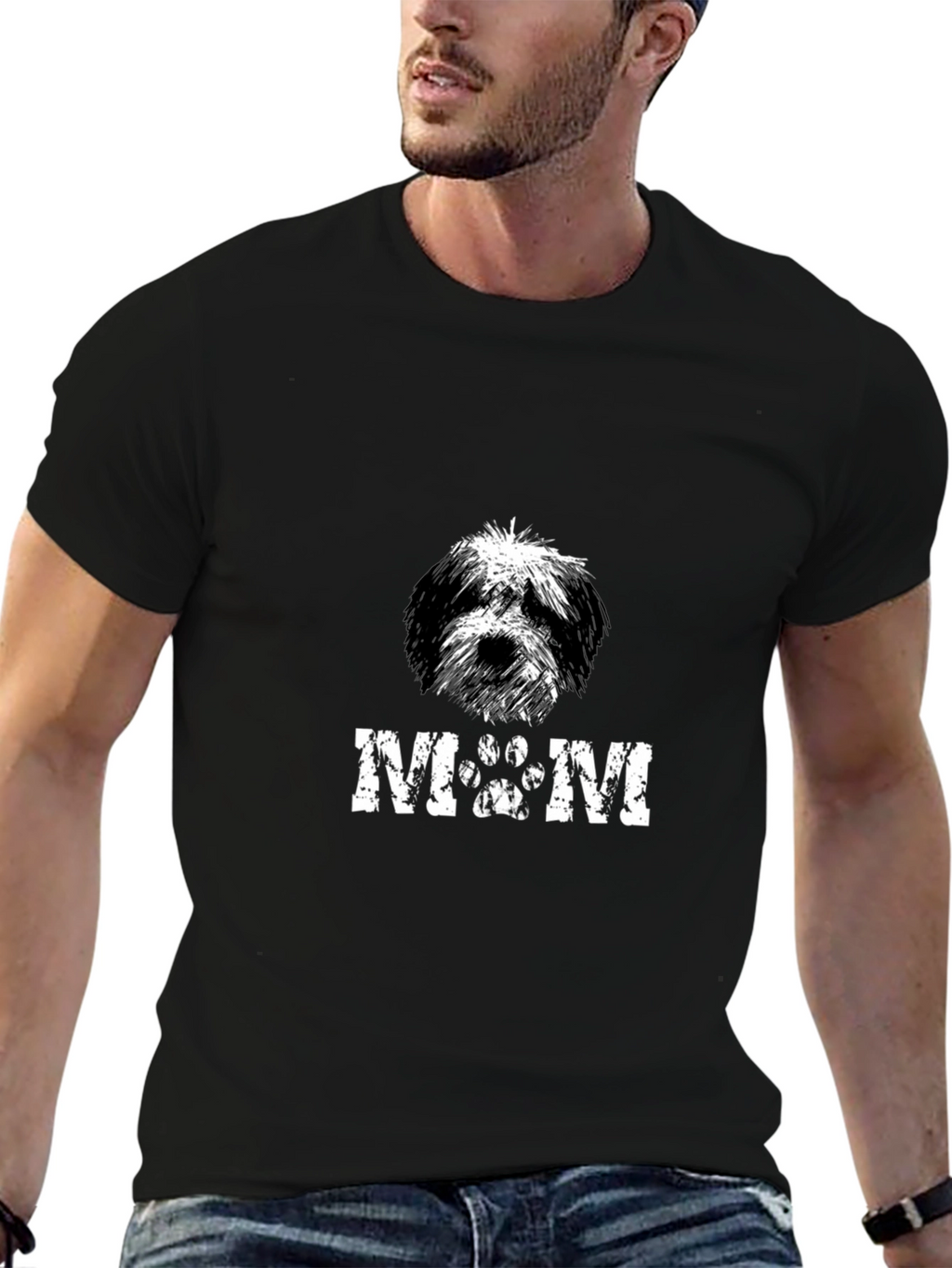 Dog Mom Graphic Print Black T-Shirt
