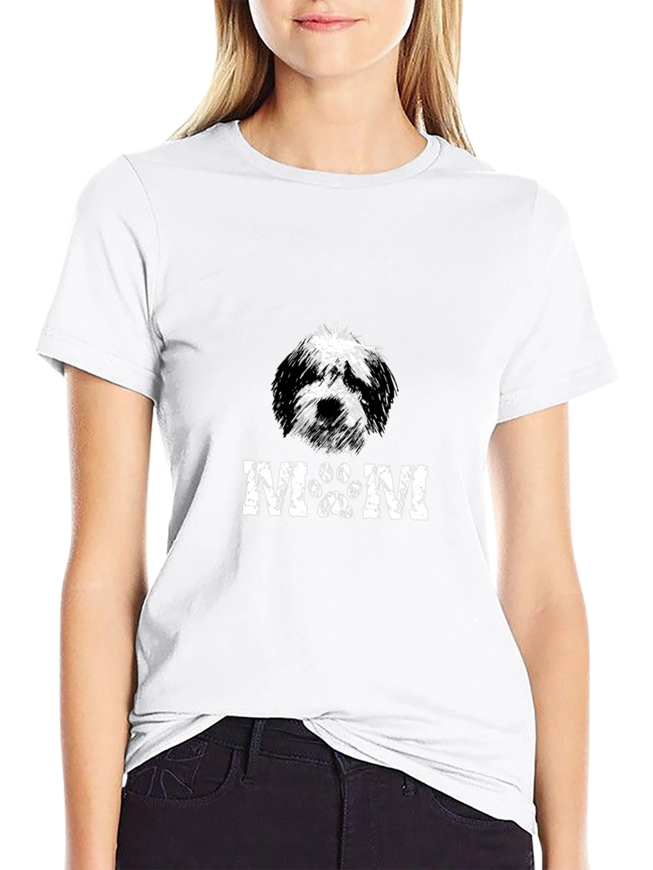 Dog Mom Graphic Print Black T-Shirt