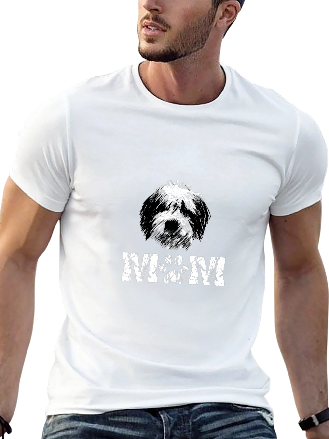 Dog Mom Graphic Print Black T-Shirt