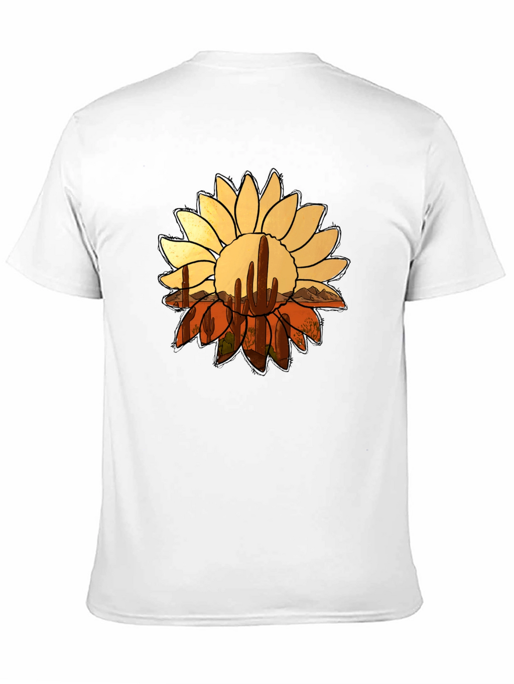 Desert Sunflower Graphic Tee - Black Casual T-Shirt