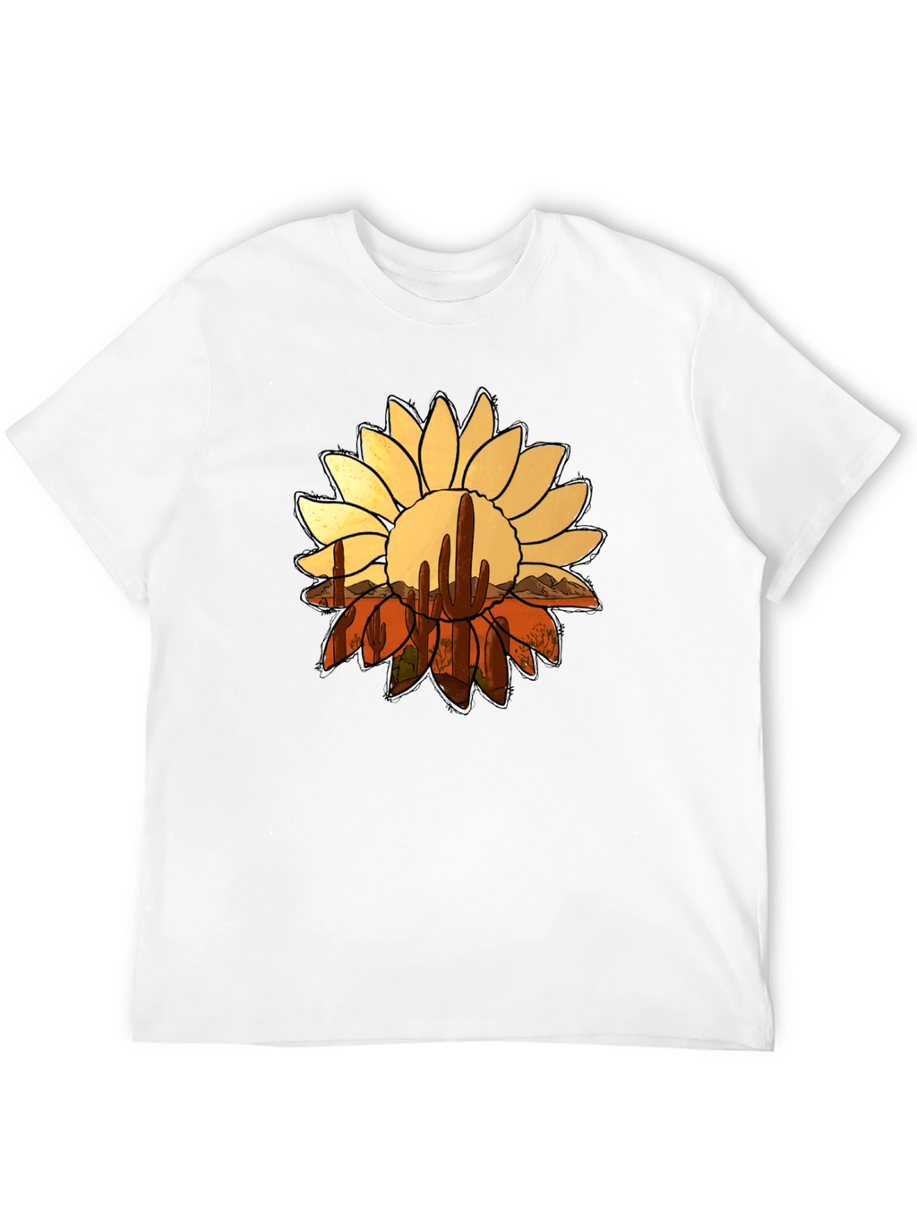 Desert Sunflower Graphic Tee - Black Casual T-Shirt