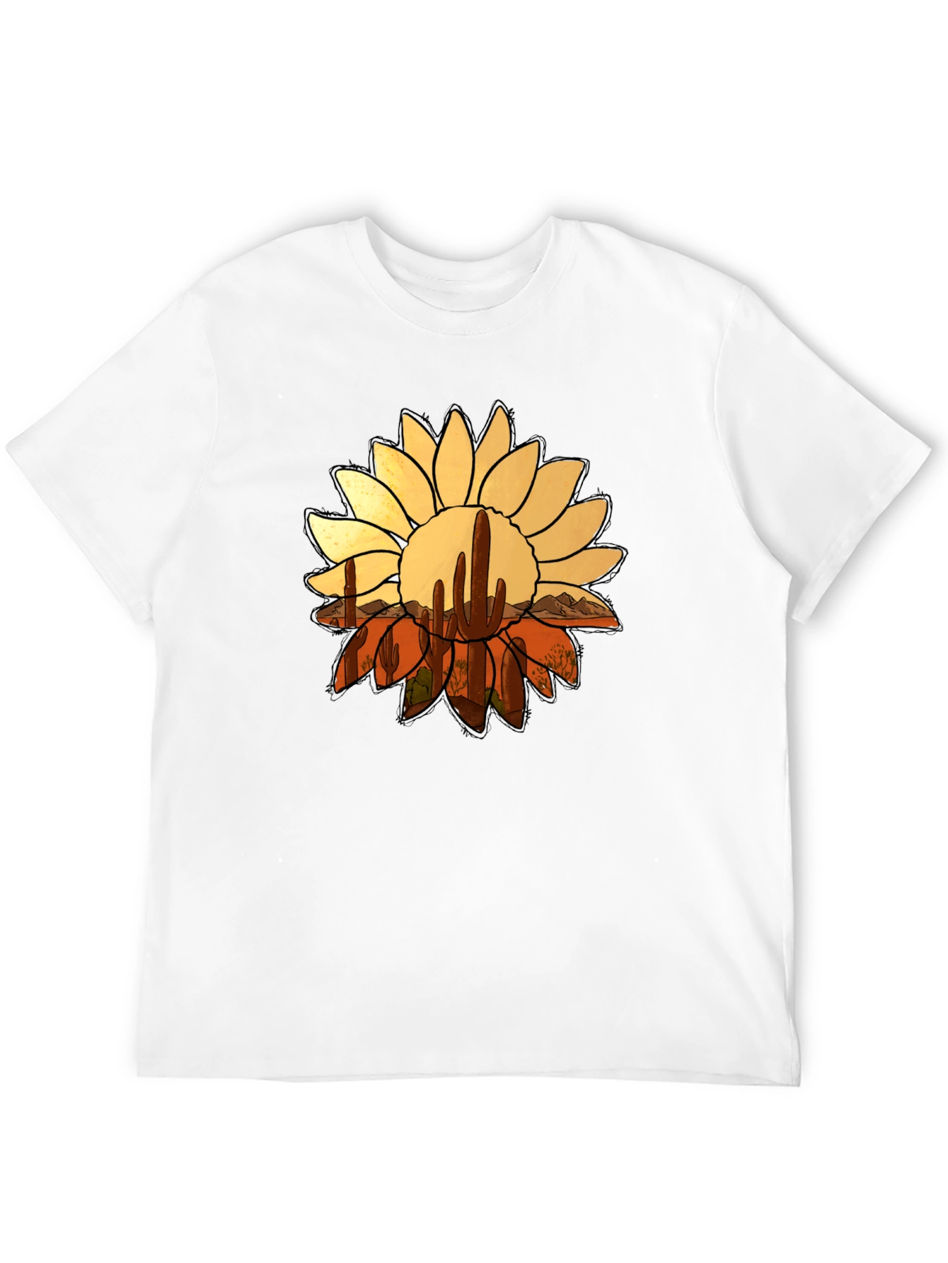 Desert Sunflower Graphic Tee - Black Casual T-Shirt