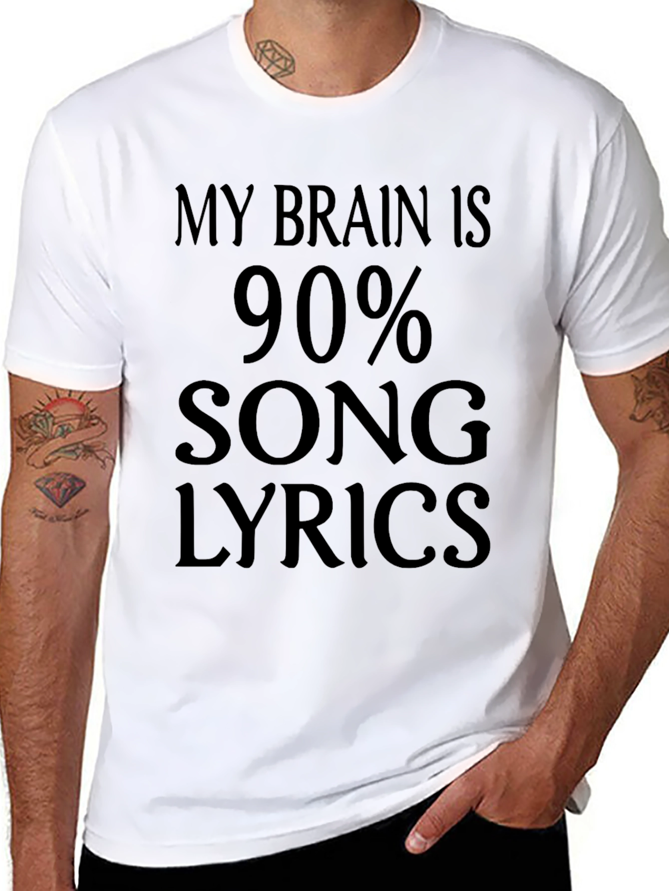 My Brain is 90% Song Lyrics - Novelty Graphic T-Shirt