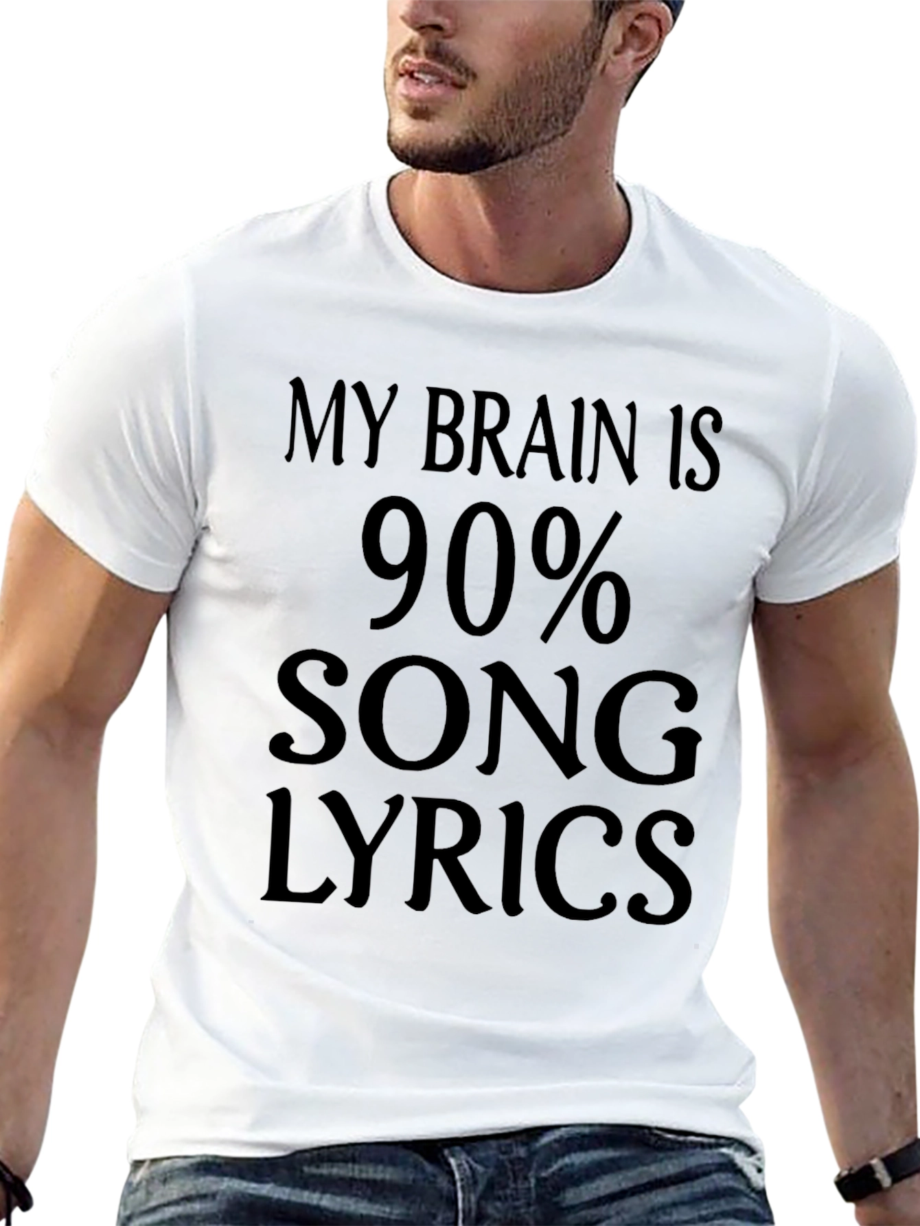 My Brain is 90% Song Lyrics - Novelty Graphic T-Shirt