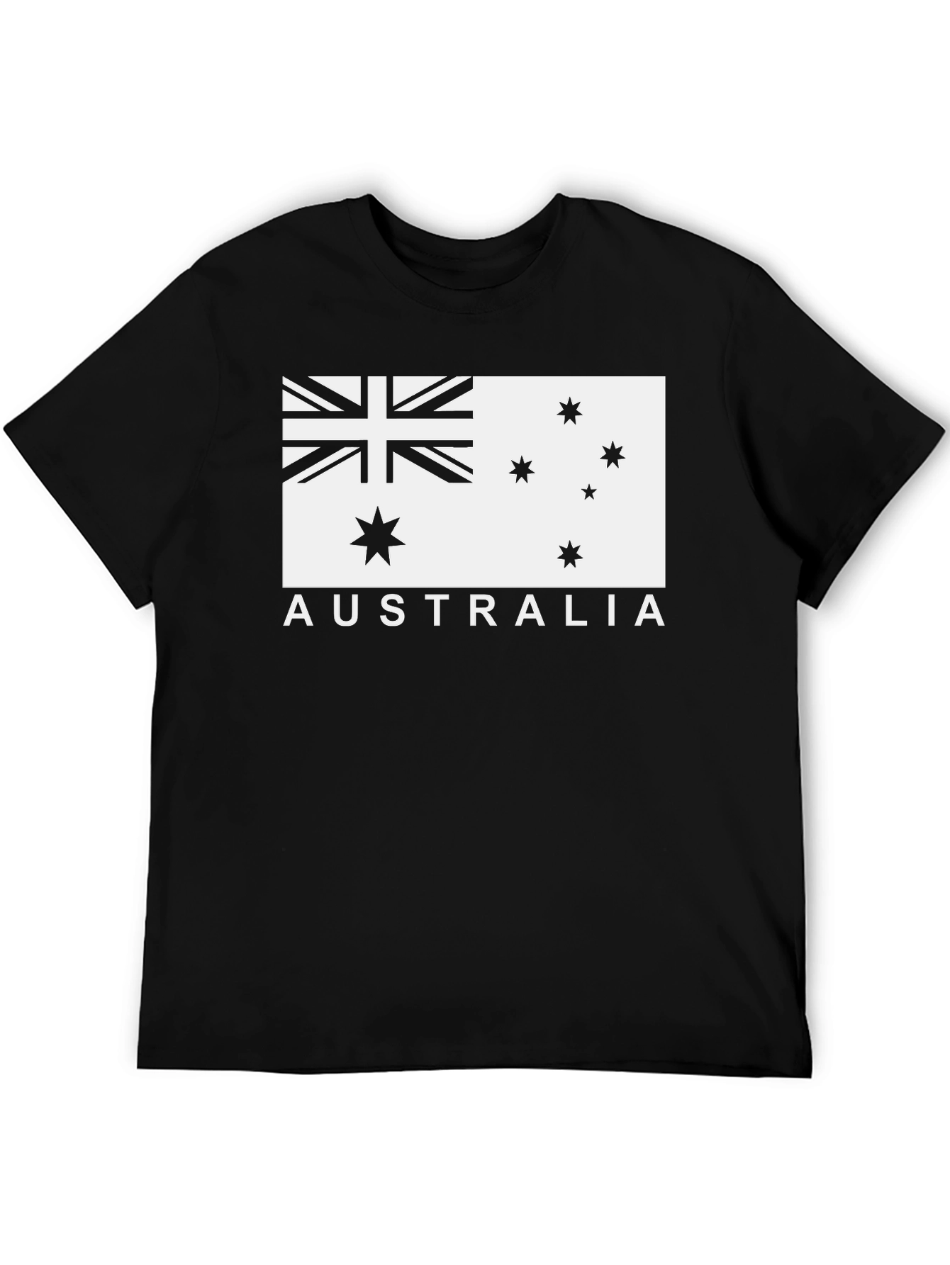 Australia Flag Graphic Tee - Black Cotton T-Shirt