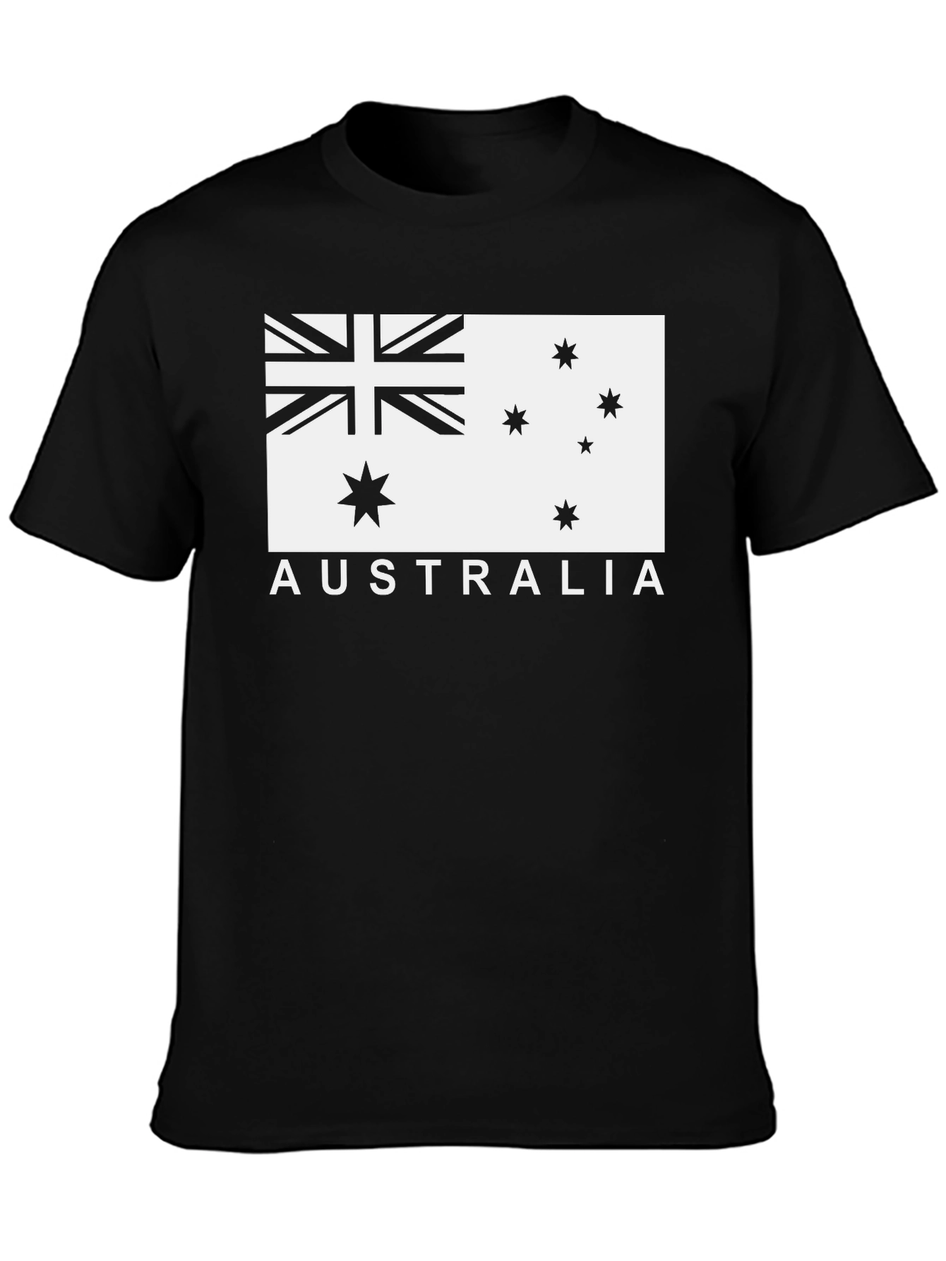 Australia Flag Graphic Tee - Black Cotton T-Shirt