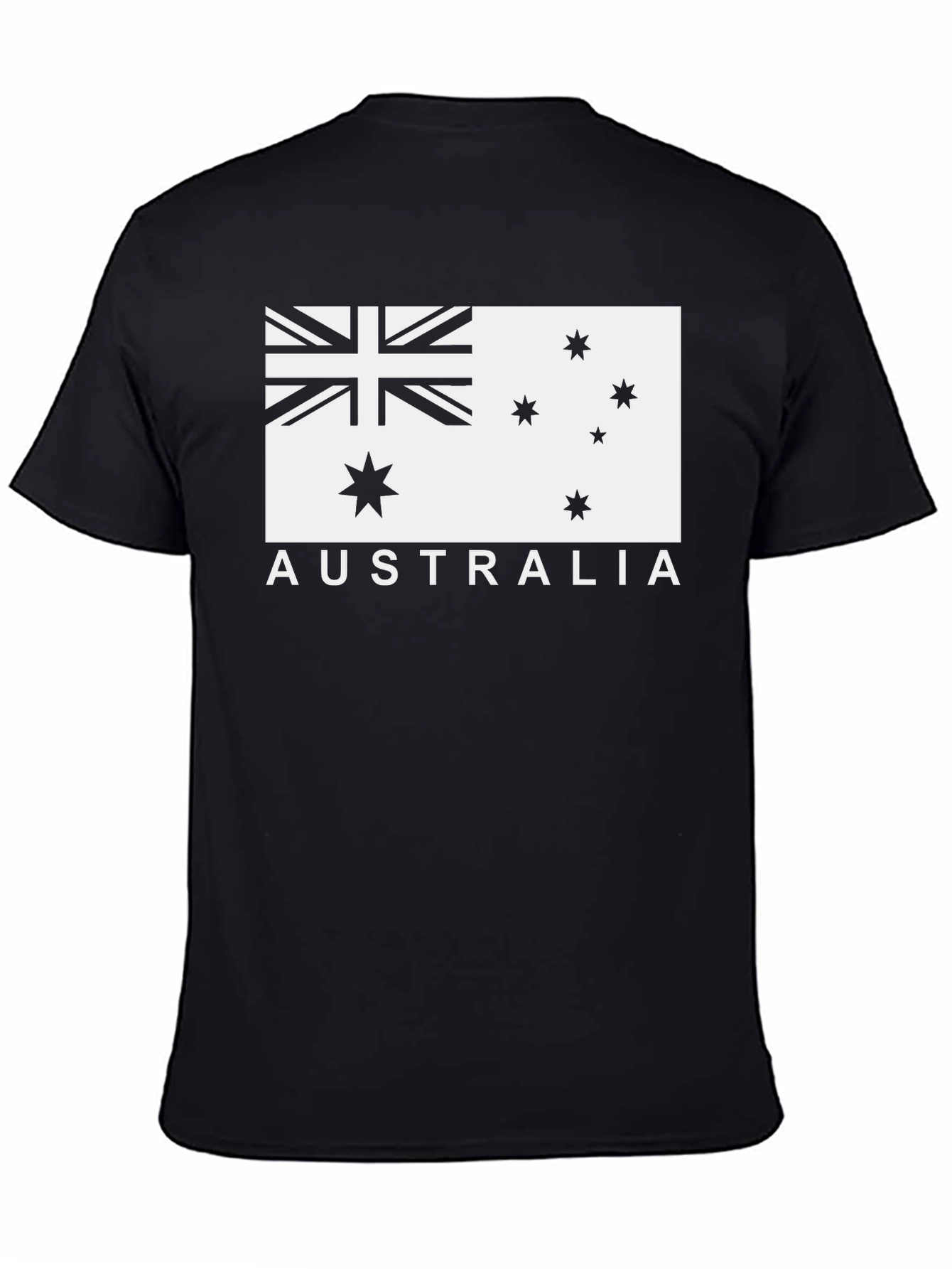 Australia Flag Graphic Tee - Black Cotton T-Shirt