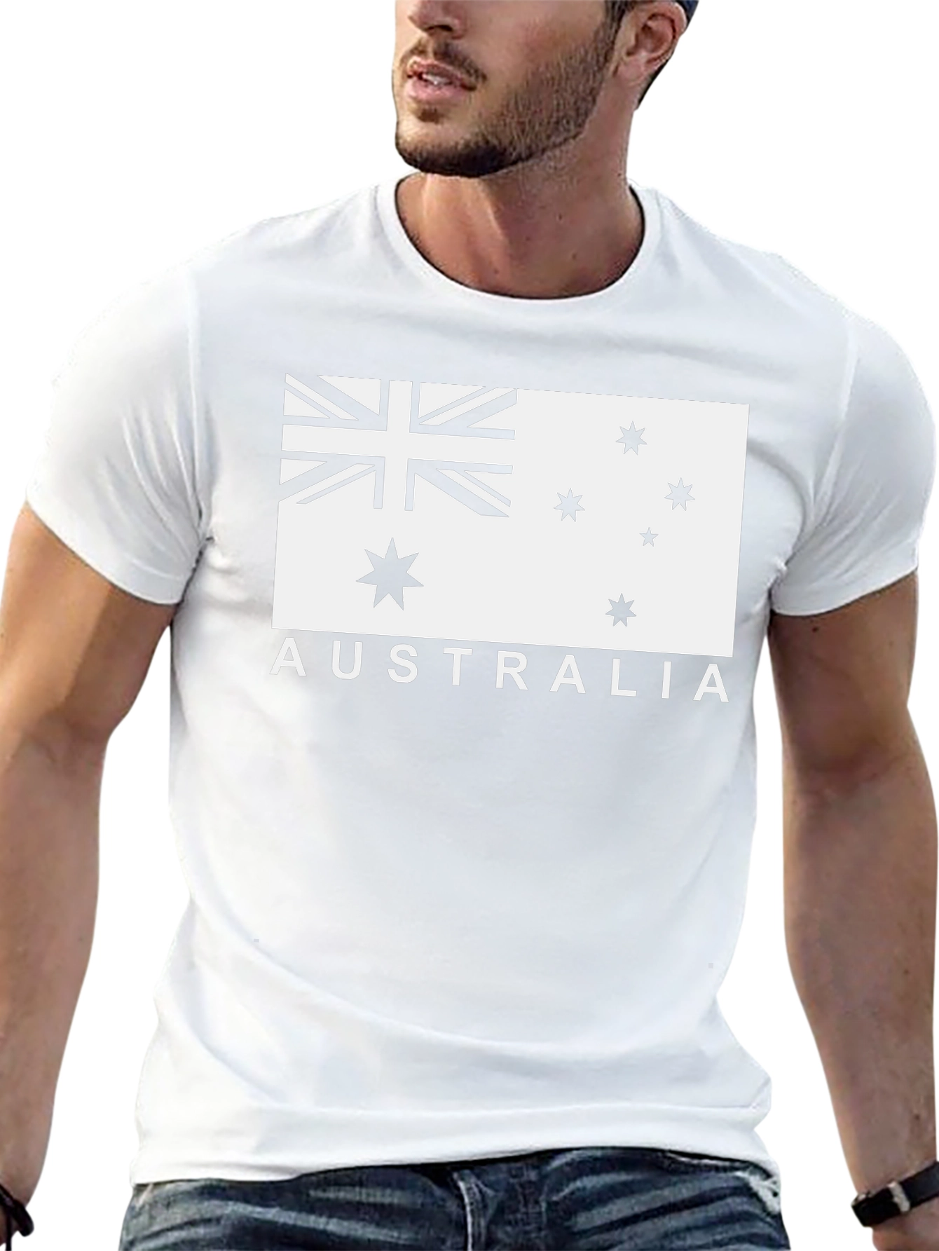 Australia Flag Graphic Tee - Black Cotton T-Shirt
