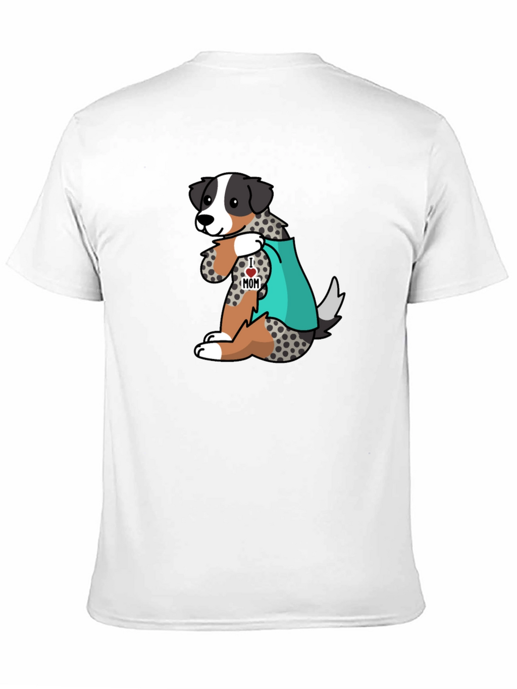 Mens Black T-Shirt with Dog I Love Mom Design