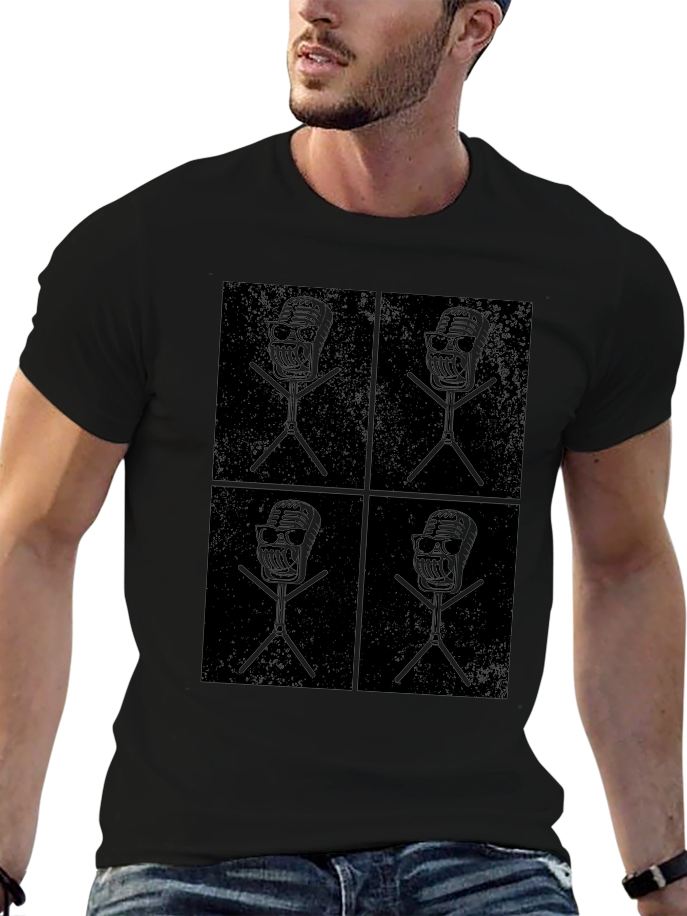 Retro Mic Graphic T-Shirt - Cool Vintage Style