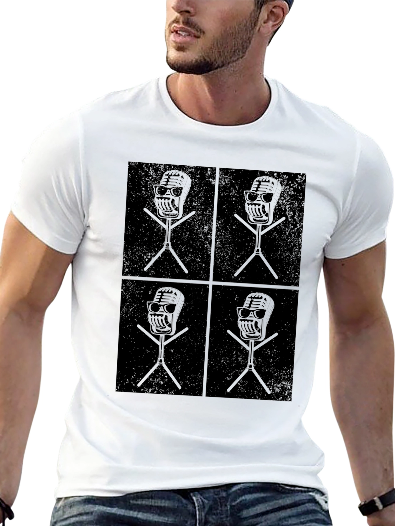 Retro Mic Graphic T-Shirt - Cool Vintage Style