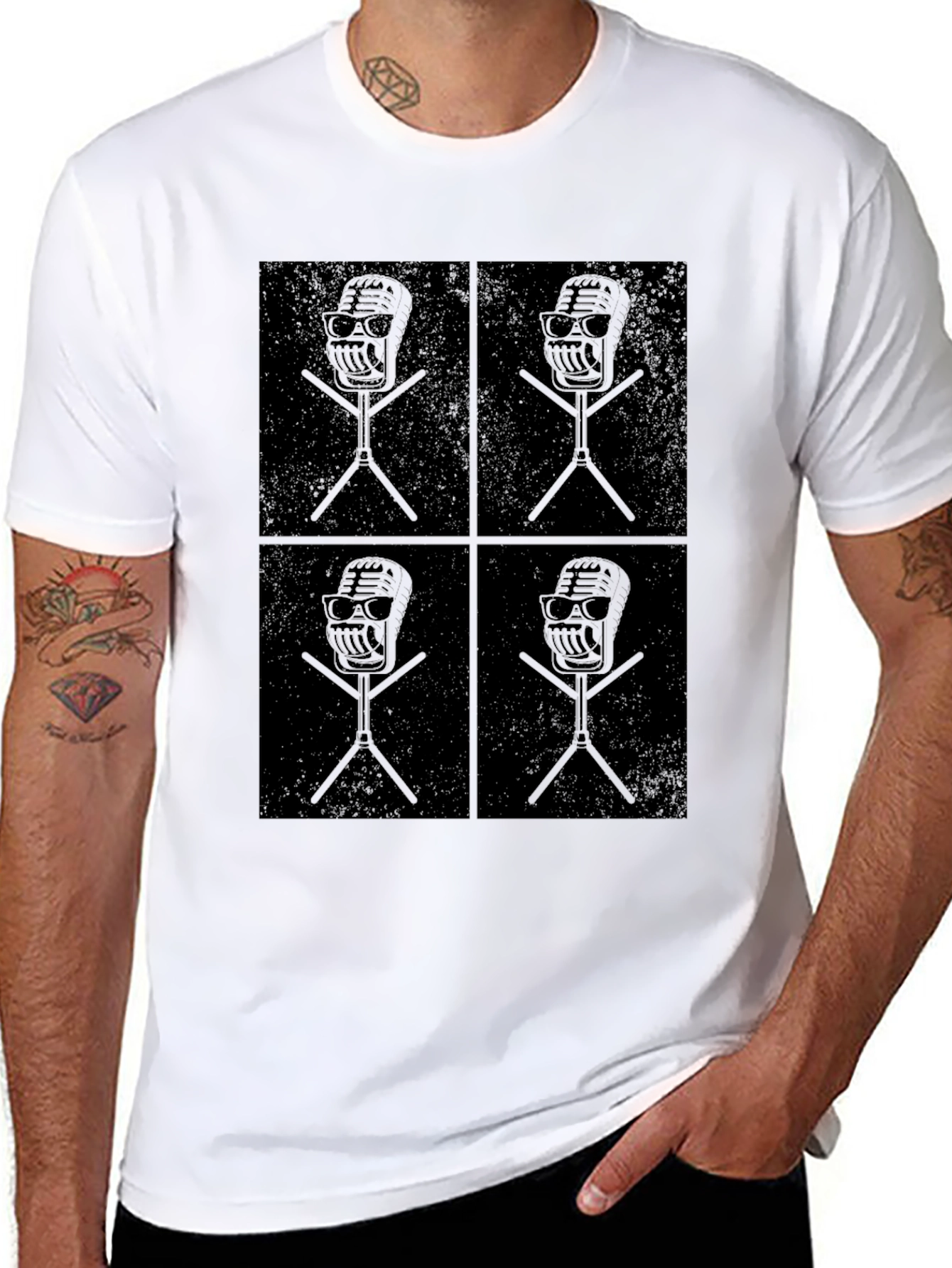 Retro Mic Graphic T-Shirt - Cool Vintage Style