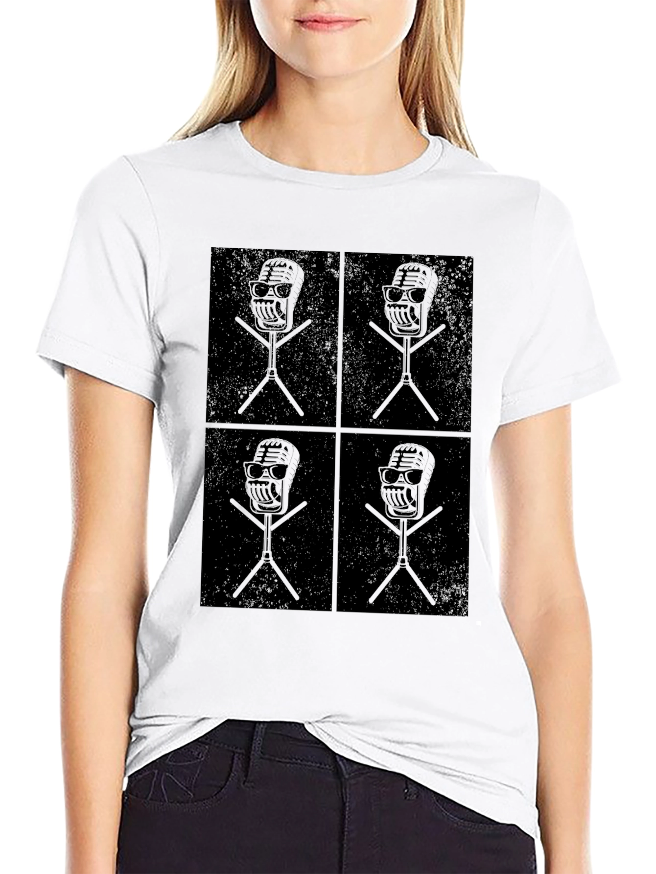 Retro Mic Graphic T-Shirt - Cool Vintage Style