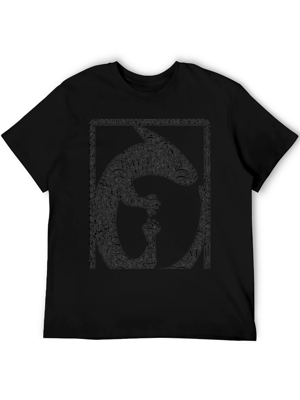 Black T-Shirt with Abstract Animal Graphic