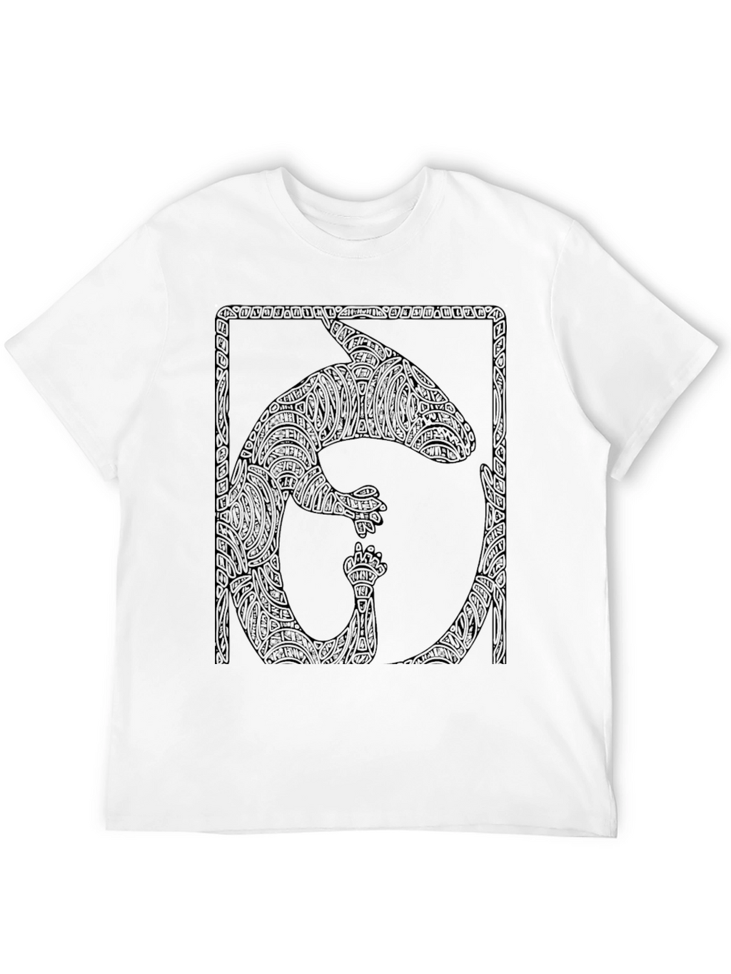 Black T-Shirt with Abstract Animal Graphic