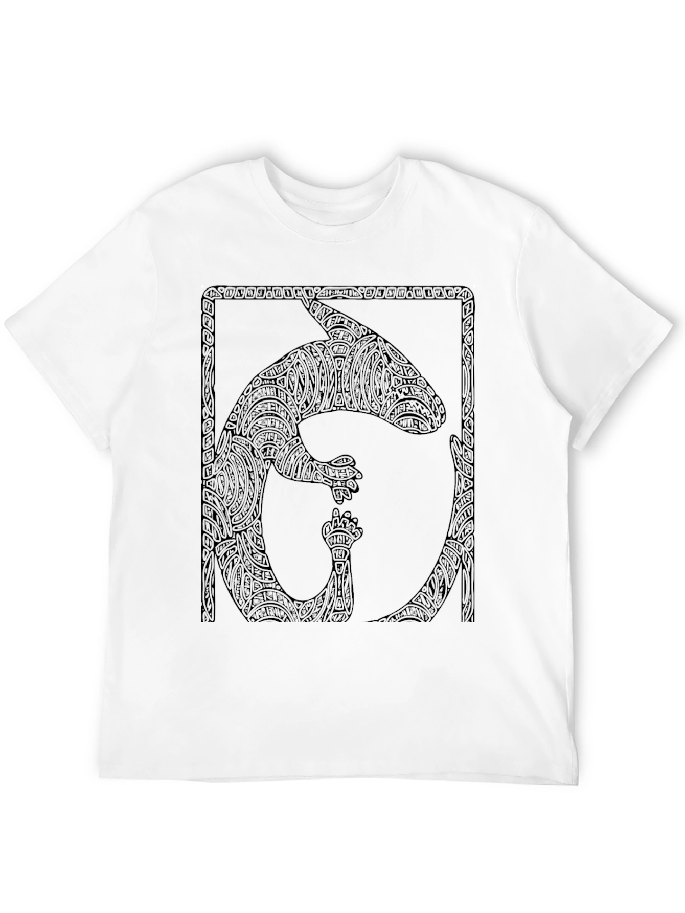 Black T-Shirt with Abstract Animal Graphic