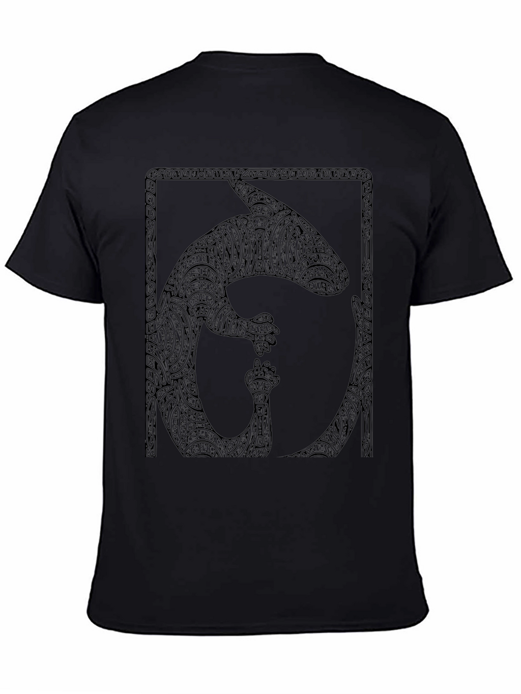 Black T-Shirt with Abstract Animal Graphic
